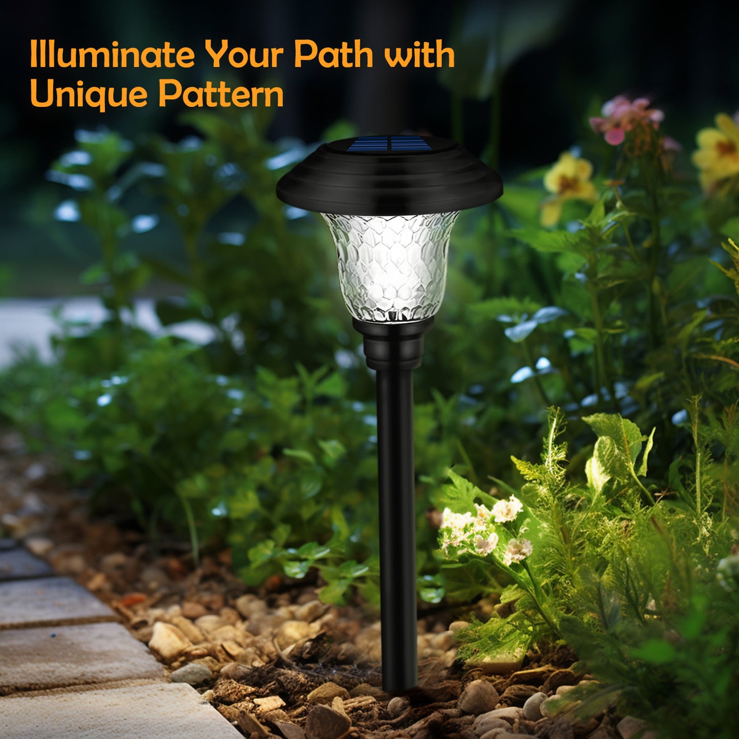 Super Bright Solar Pathway Lights 8 Pack Glass Metal 20 Lumens Auto On Off Solar Garden Lights for Lawn Patio Yard Driveway