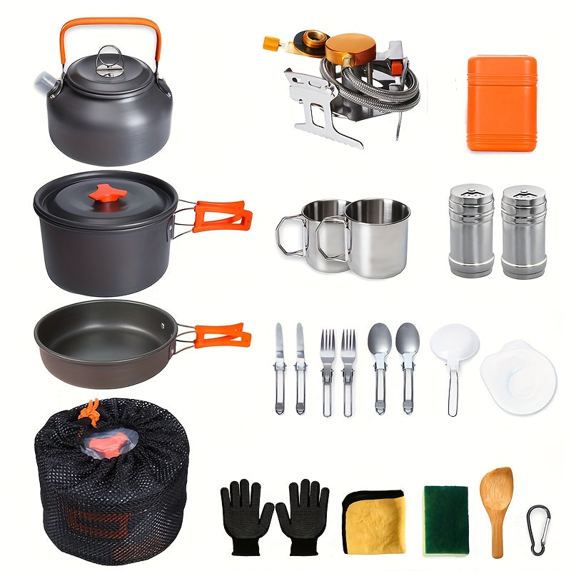 Complete Camping Cooking Set Portable Cookware Kit With Pot Stove And Utensils Essential Gear For Outdoor Survival And RV