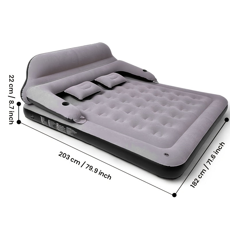 Double Bed Automatic Inflatable Mattress with Backrest Pillow and Inflatable Pump Portable Air Cushion for Outdoor Camping and Home Use
