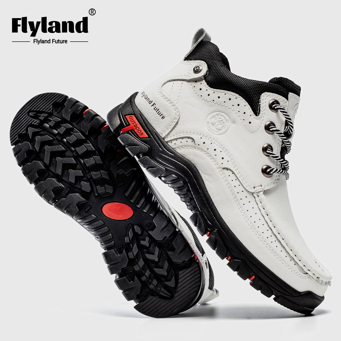 FLYLAND Genuine Leather Ankle Boots for Men & Women - Handcrafted, Breathable & Durable Casual Shoes with Non-Slip Rubber Sole, Lace-Up Closure, Brown Leather Upper & Black Sole - Perfect for Office, Vacation, or Casual Attir