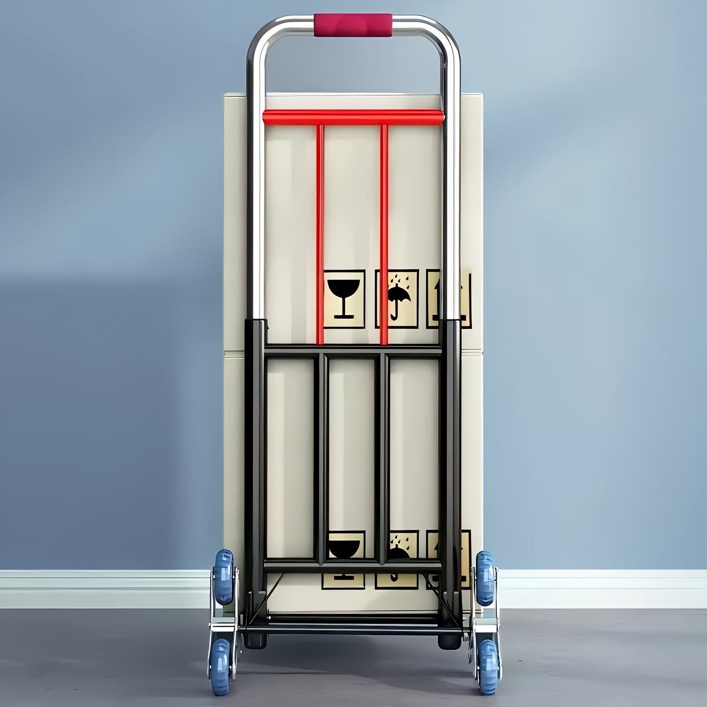 1pc Heavy Duty Folding Hand Truck with Adjustable Buckle Gear, Stair Climbing Wheels, and Portable Lift Hand Truck for Transporting and Shopping, Foldable Hand Truck