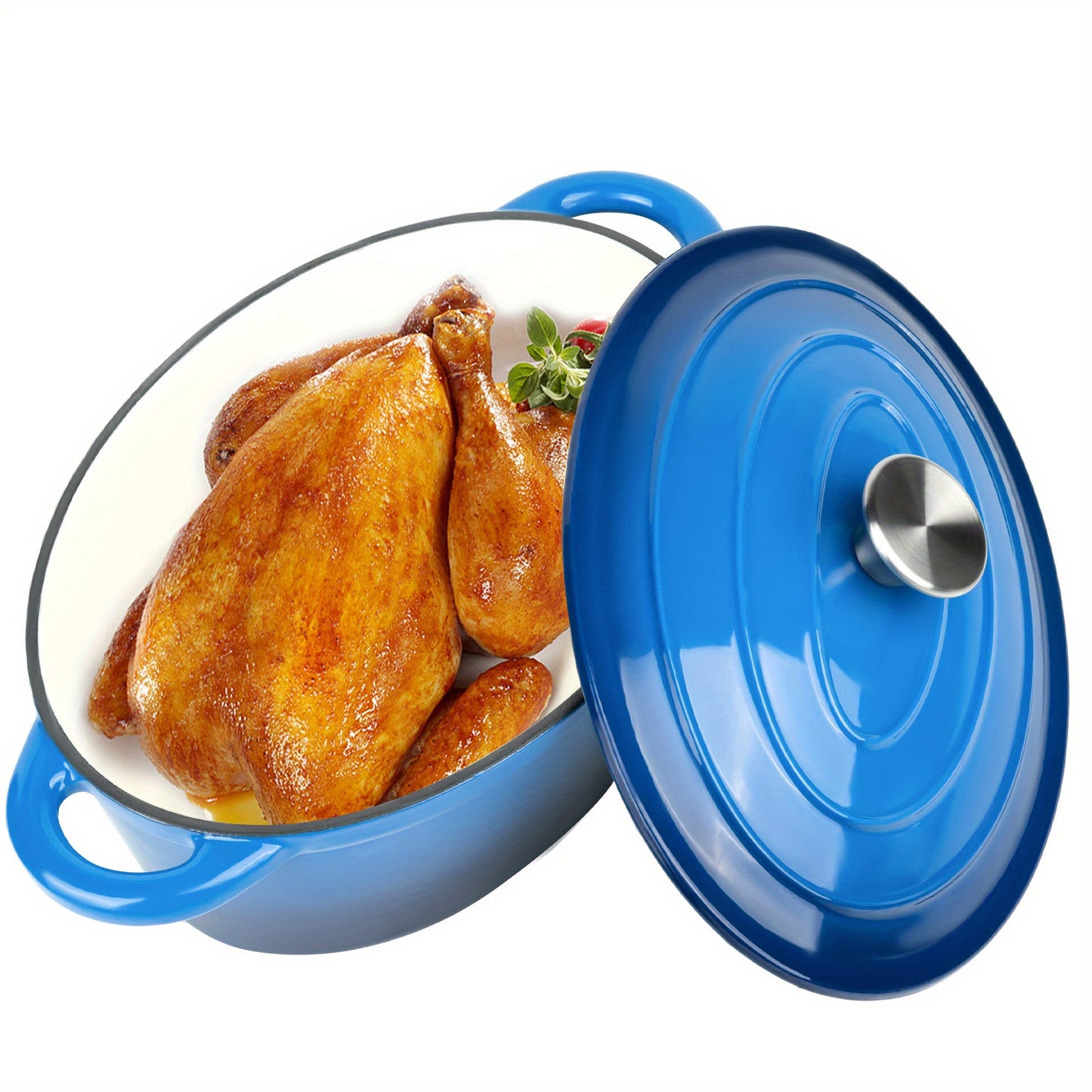 Cast Iron Dutch Oven Pot with Lid Non Stick Enamel Coated Cookware for Bread Baking and Cooking Dual Handles