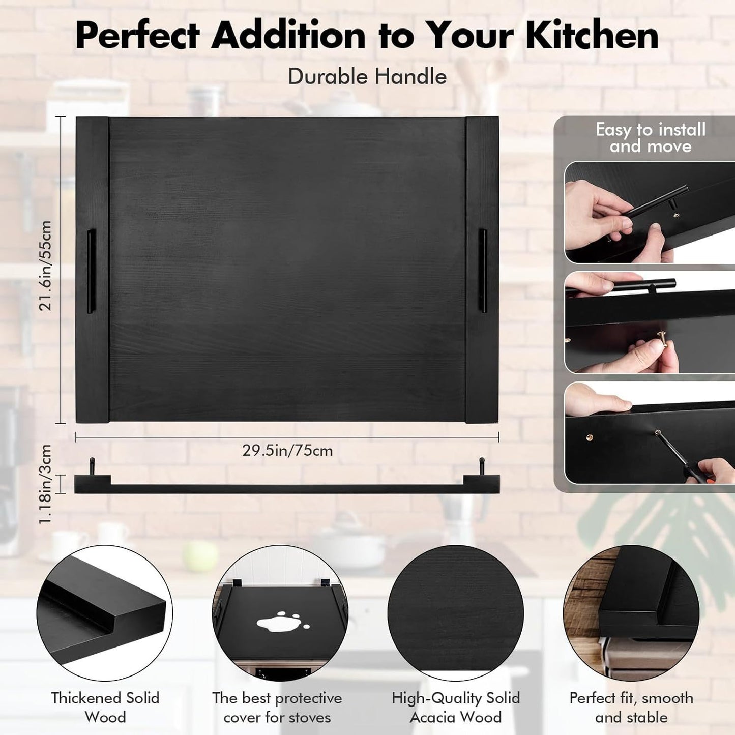 All In One Kitchen Tool Stove Cover Cutting Board Sink Cover Serving Tray Wood Stovetop Protector