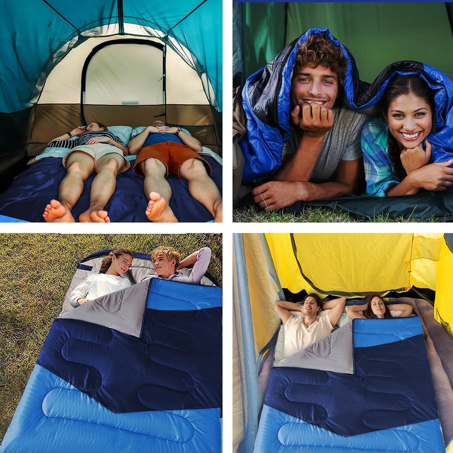Adult Double Sleeping Bag for 2 People - XL Size, 3 Seasons, Cold & Warm Weather, Includes 2 Pillows, Ideal for Camping, Backpacking or Hiking
