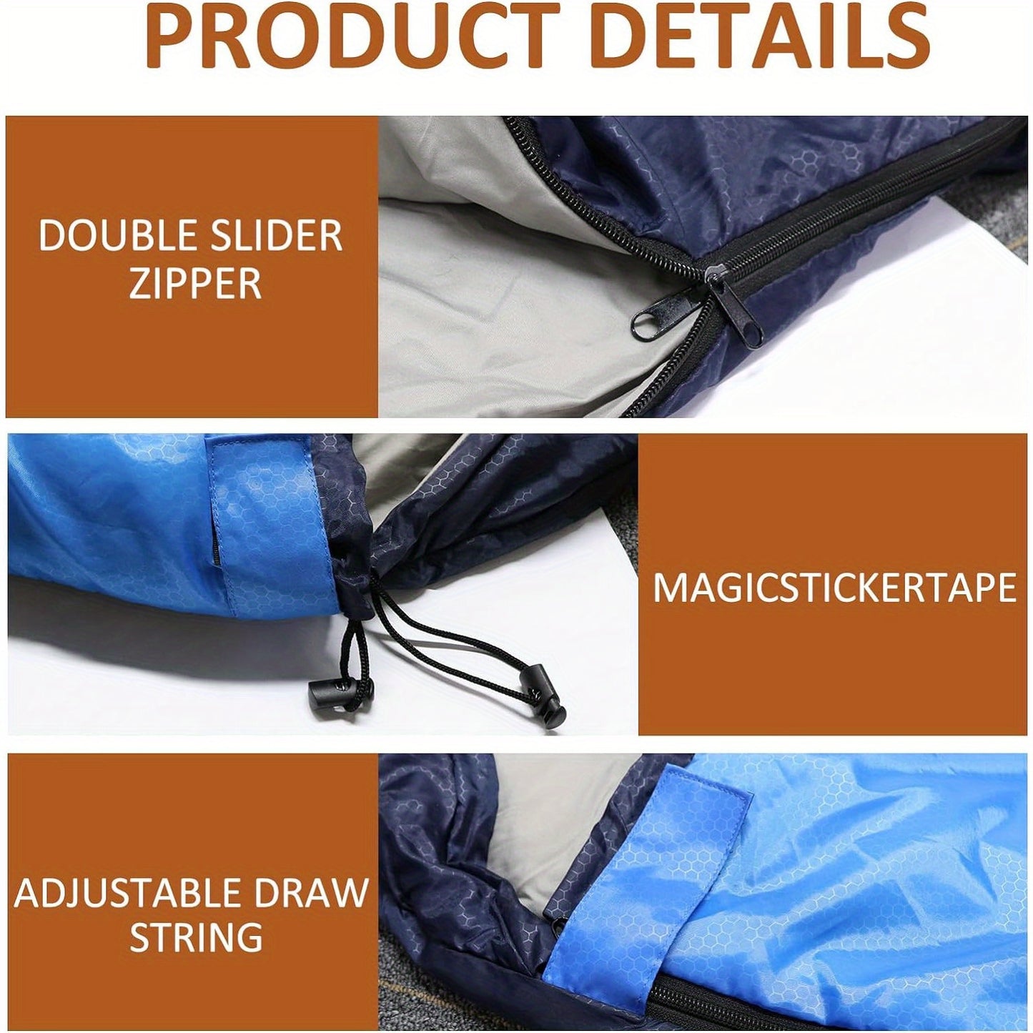 Adult Double Sleeping Bag for 2 People - XL Size, 3 Seasons, Cold & Warm Weather, Includes 2 Pillows, Ideal for Camping, Backpacking or Hiking
