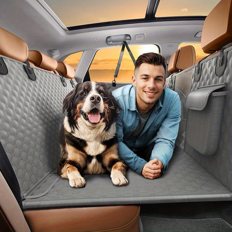 Waterproof Heavy Duty SHARLOVY Dog Car Seat Cover XL Hammock with Hard Bottom for Trucks and SUVs Woven Fabric 180kg Load Capacity Pet Back Seat Protector for Ram 1500 F150