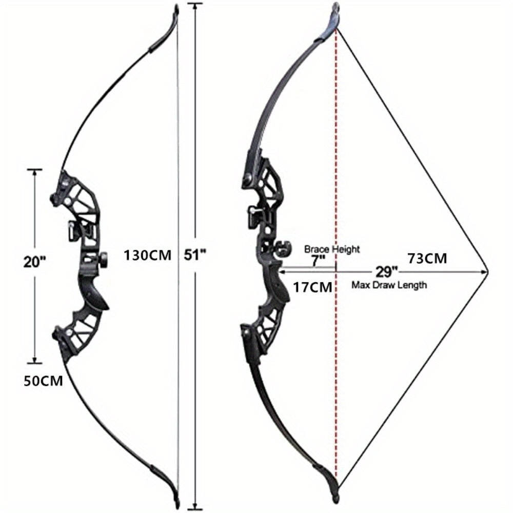 12* Arrows Archery Takedown Recurve Bow Set - Long Bow Kit for Adults, Right Hand, Outdoor Shooting Training, Practice Hunting