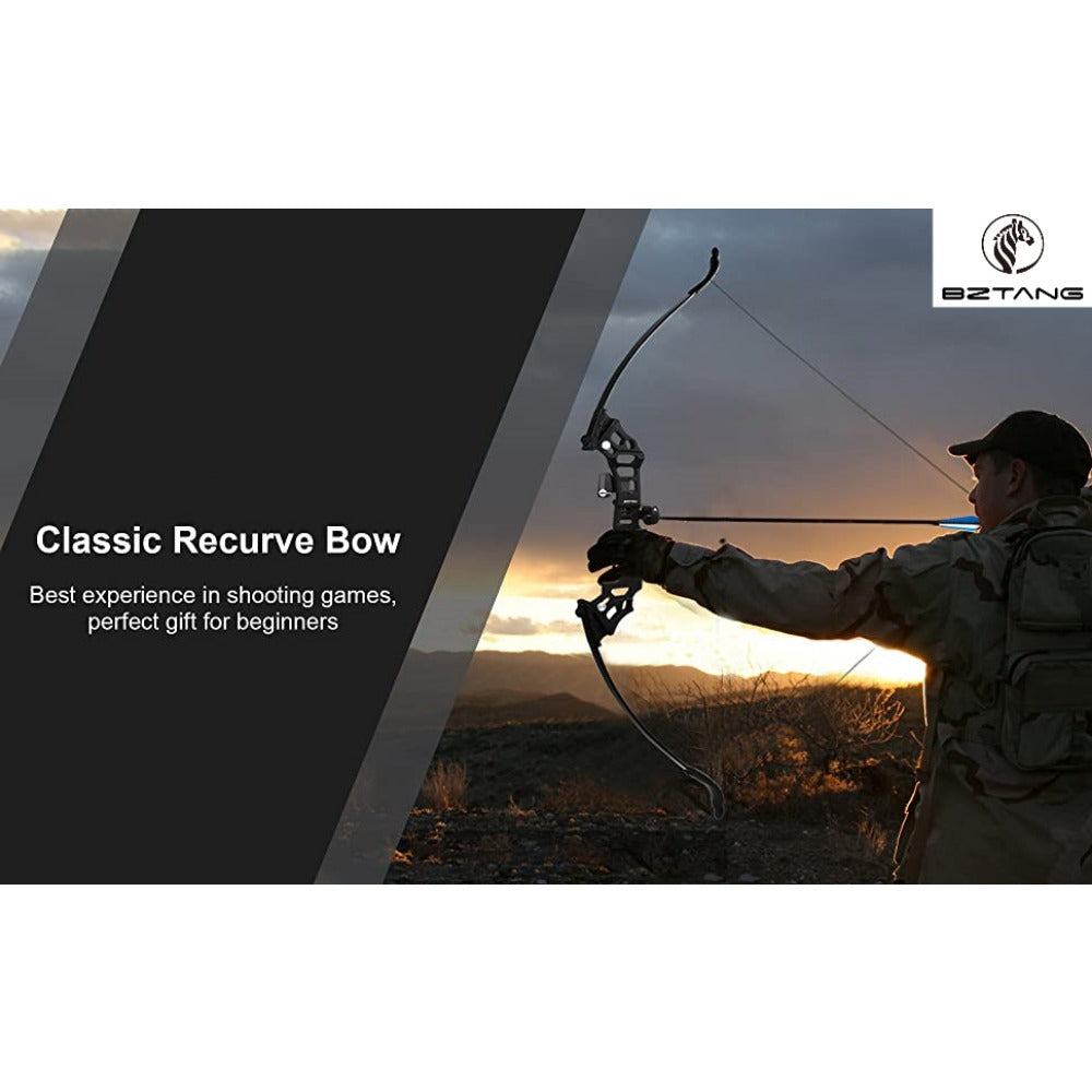 12* Arrows Archery Takedown Recurve Bow Set - Long Bow Kit for Adults, Right Hand, Outdoor Shooting Training, Practice Hunting