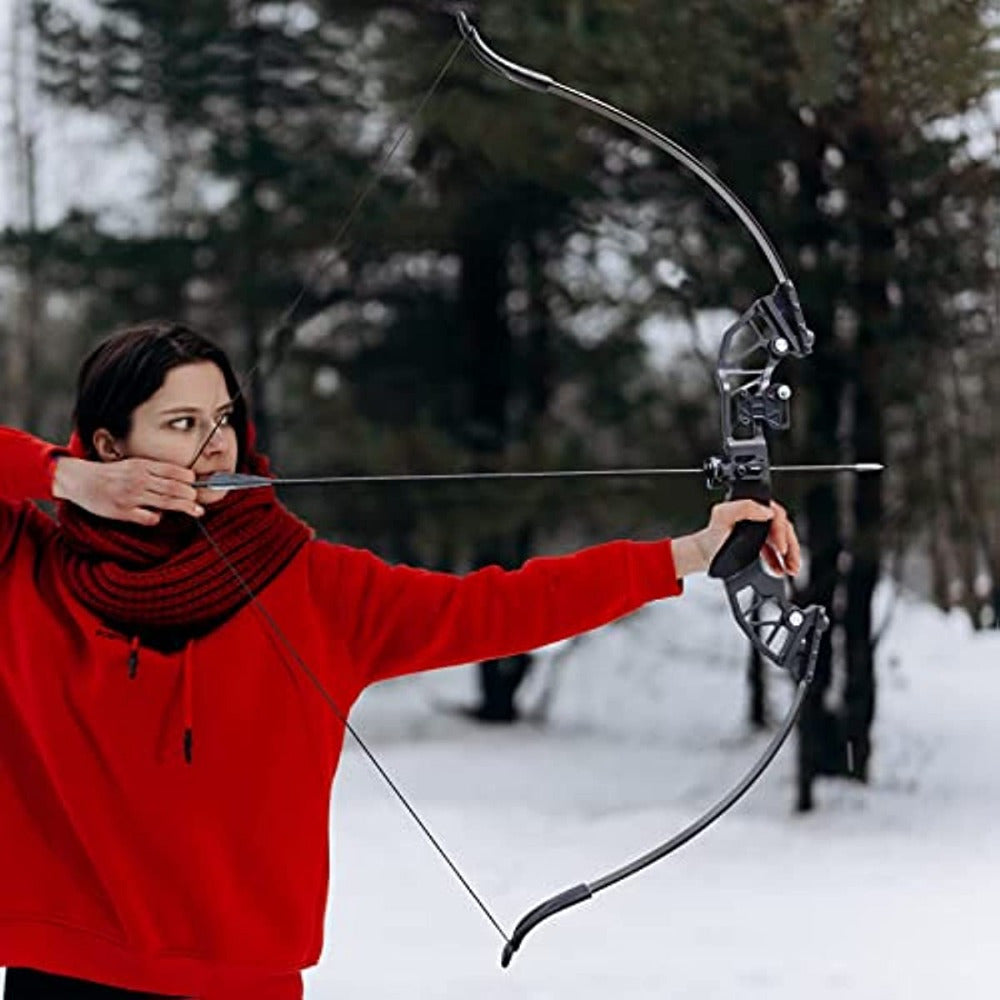 12* Arrows Archery Takedown Recurve Bow Set - Long Bow Kit for Adults, Right Hand, Outdoor Shooting Training, Practice Hunting