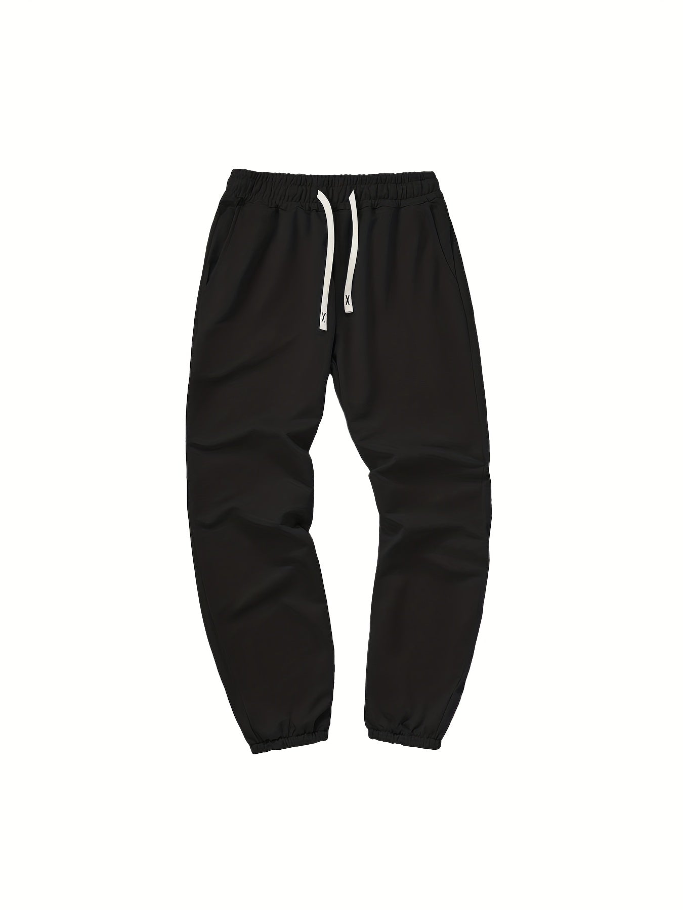 4pcs Set Of Mens Solid Color Regular Fit Cuffed Sweatpants - Soft Slight Stretch Polyester Fabric, Drawstring Waist, Multiple Pockets, Machine Washable - Perfect for Jogging, Outdoors Sports And Casual Wear