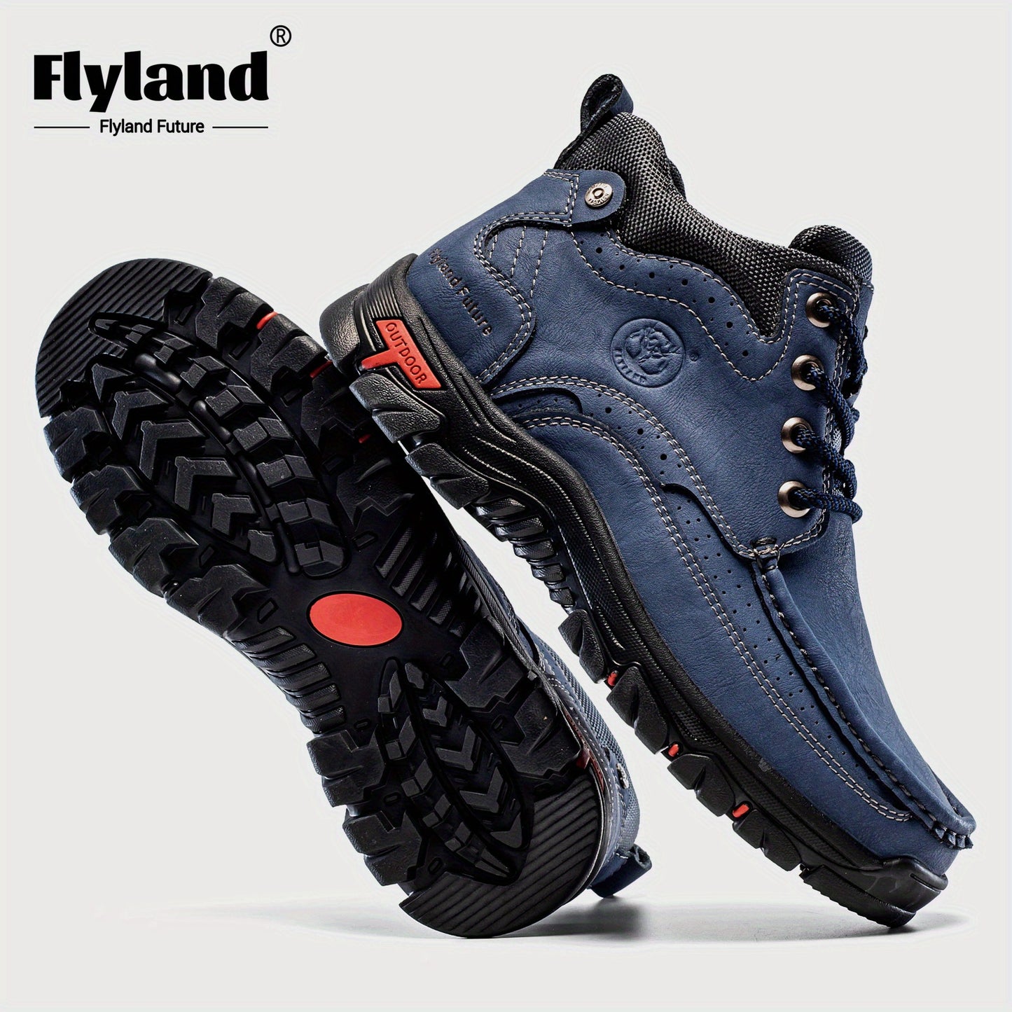 FLYLAND Genuine Leather Ankle Boots for Men & Women - Handcrafted, Breathable & Durable Casual Shoes with Non-Slip Rubber Sole, Lace-Up Closure, Brown Leather Upper & Black Sole - Perfect for Office, Vacation, or Casual Attir