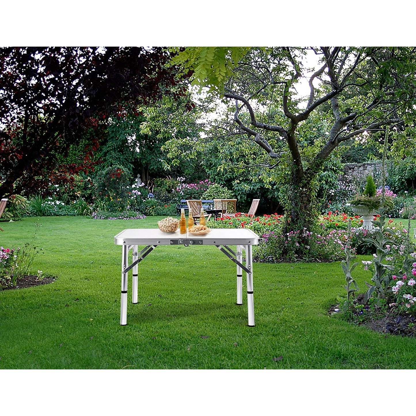 Lightweight Adjustable Folding Table - Portable Aluminum Design for Outdoor Use and Indoor Activities with 70 lbs Capacity