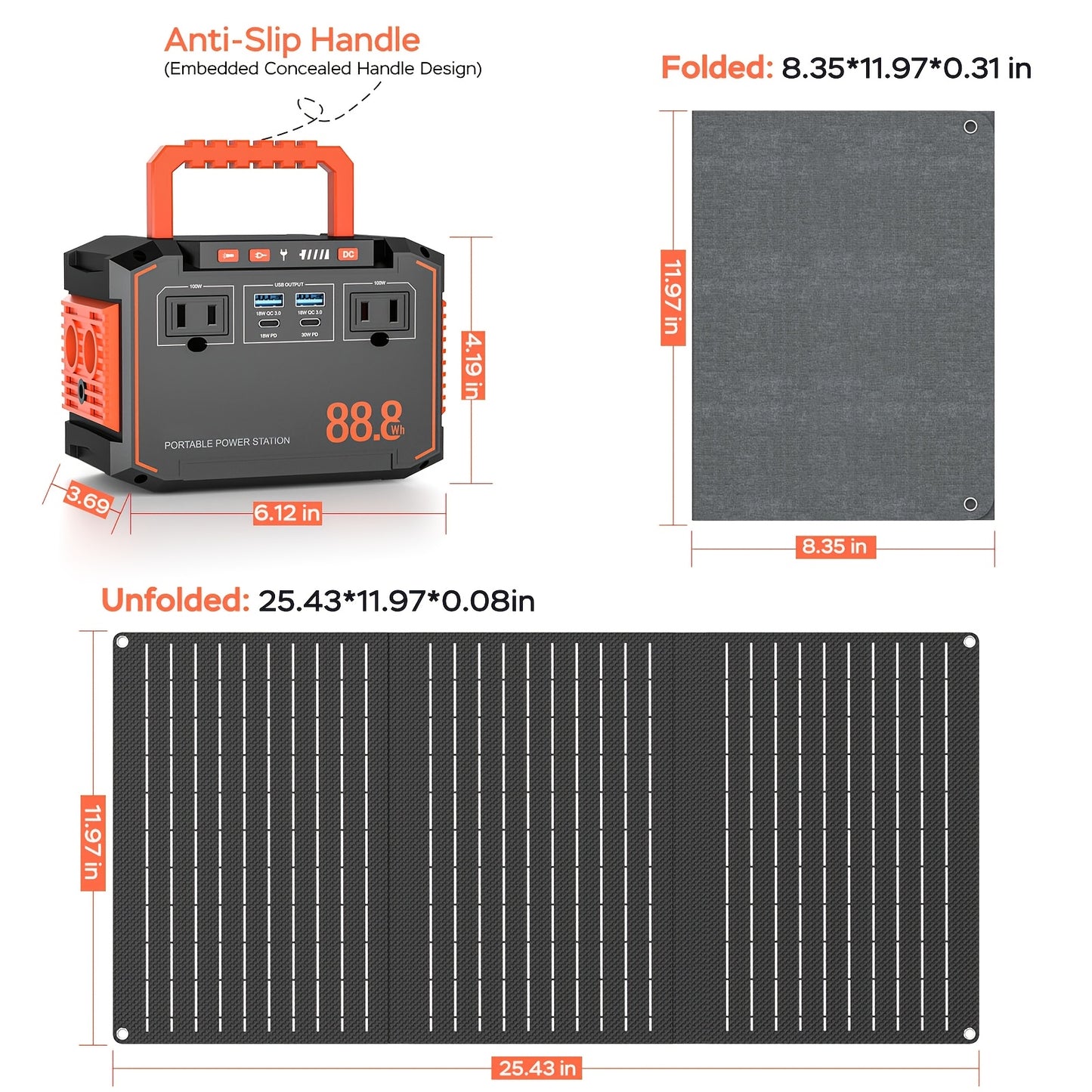 100W 300W Portable Camping Power Station 88.8Wh 111Wh 240Wh With AC USB-C PD USB QC3.0 DC Output LED Emergency Power Light For Outdoor Camping RV Traveling Emergencies