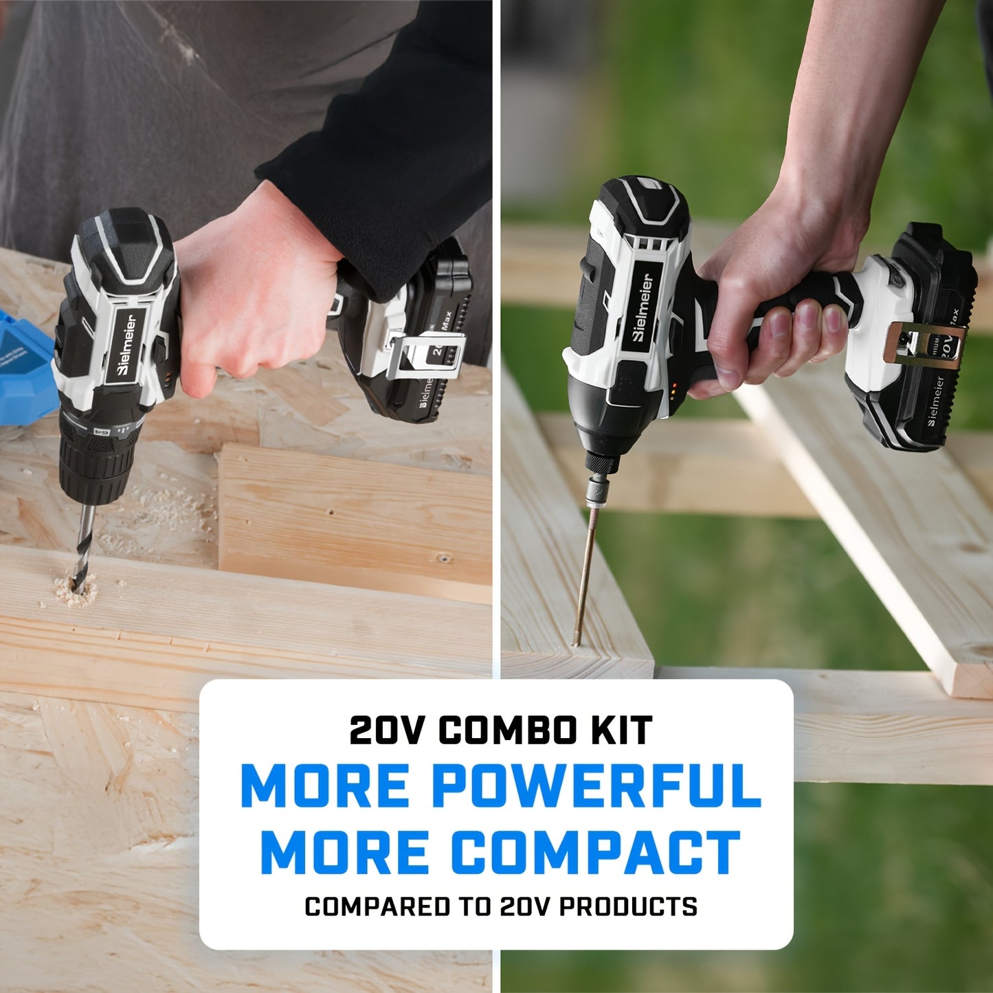 20V Cordless Drill Sets Combo Kit | 3/8" Drill and 1/4" Impact Driver Set | 33pcs Drill Bit Set | LED Light, Charger, Battery Pack | Home Repair