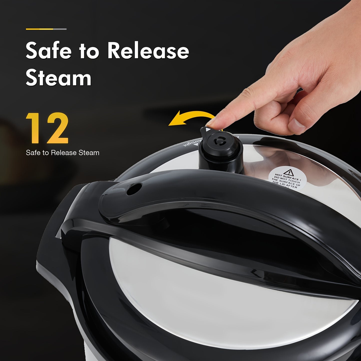 12-in-1 Stainless Steel Electric Pressure Cooker & Warmer - 6/8 Quart Multi-Cooker with Sterilizer, Saute, and Timer Functions, Black Lid, Perfect for Healthy Cooking and Meal Prep, Kitchen Appliance | Sleek Kitchenware | Hig