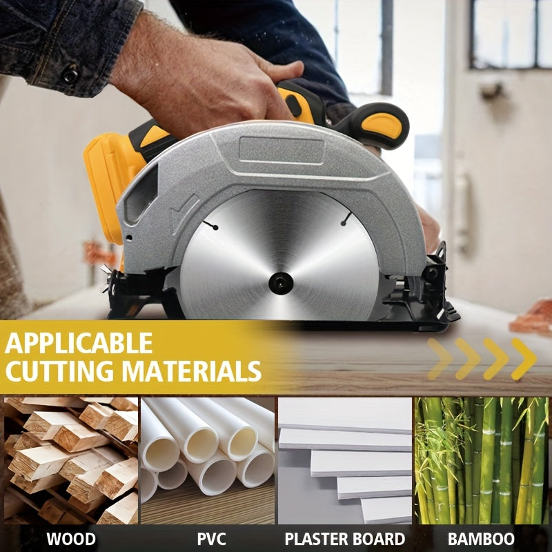 Cordless Circular Saw, 7-1/4 Inch Brushless Electric Circular Saw Compatible, 0-50 Degree Bevel Capability, 2 Blades, Without Battery, Suitable For Cutting Aluminum, Stainless Steel, Wood, Plastic And Stone, Suitable For DEWA