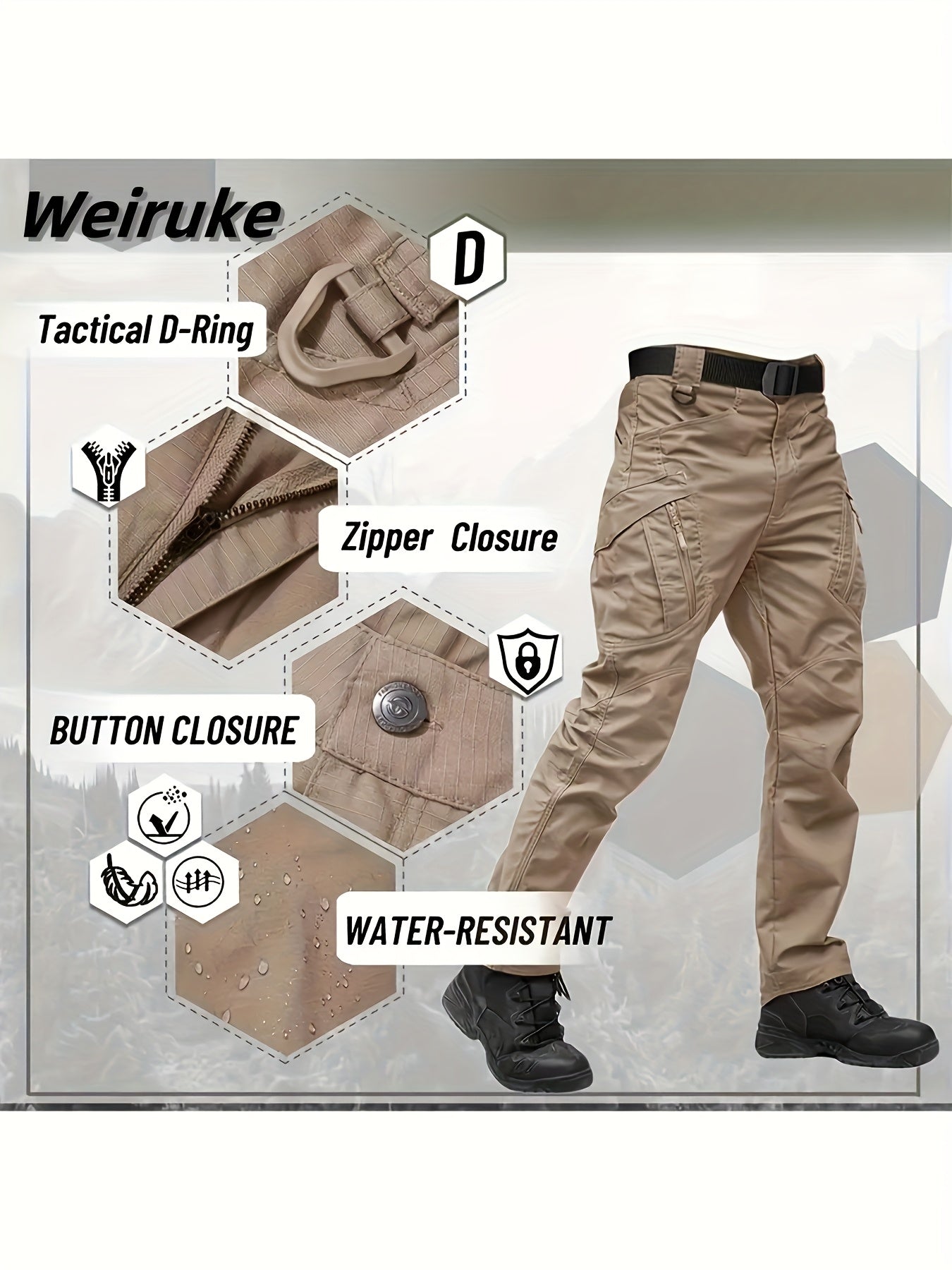 4 Pairs Men's High Performance Tactical Cargo Pants Durable Tear Resistant Fabric Multi Pocket Design All Season Regular Fit for Outdoor Hiking Camping Training and Construction Work