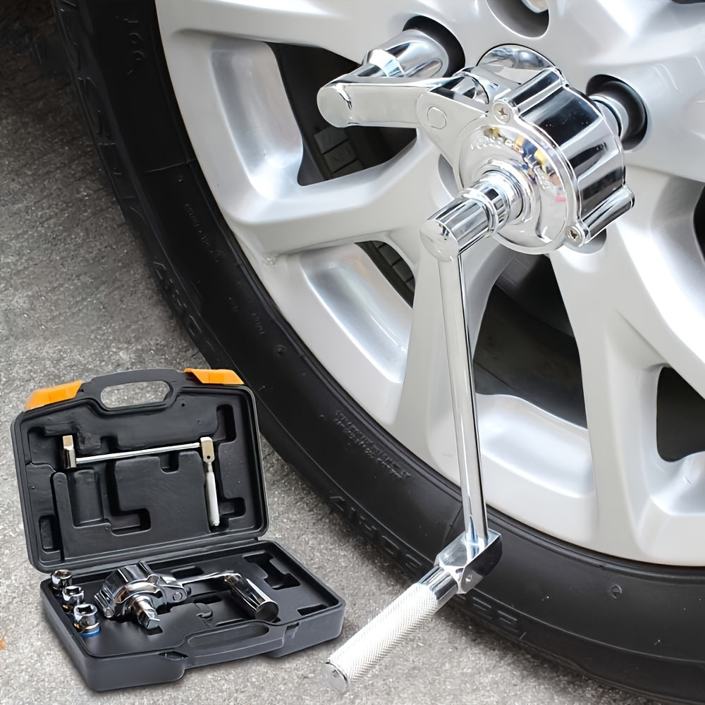 Heavy Duty Torque Wrench and Tire Nut Remover Kit 320NM 1/2 Inch Drive with 17mm 19mm 21mm Sockets Secure Hex Bolt Design for Easy Tire Changing Ideal Garage Tool for Most Vehicles Perfect Father's Day Gift