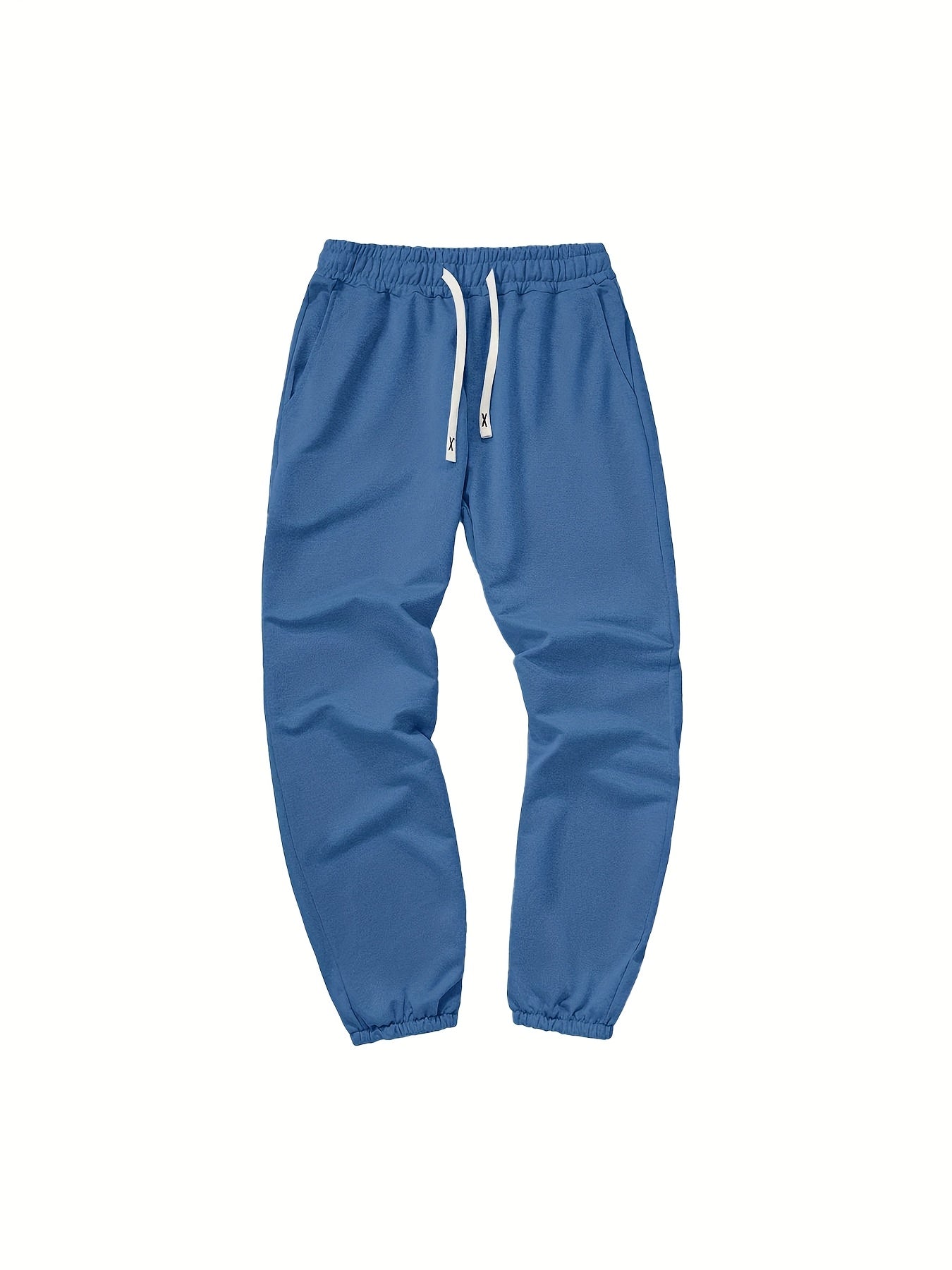 4pcs Set Of Mens Solid Color Regular Fit Cuffed Sweatpants - Soft Slight Stretch Polyester Fabric, Drawstring Waist, Multiple Pockets, Machine Washable - Perfect for Jogging, Outdoors Sports And Casual Wear