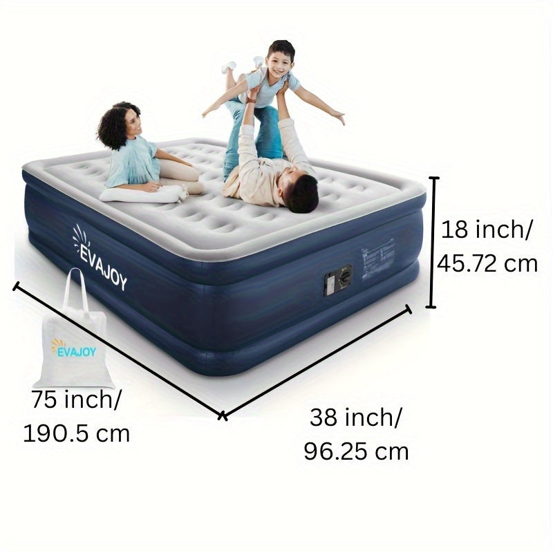Evajoy 18 Inch Inflatable Mattress Double High with Quick Self Inflation Portable Comfortable Top Surface for Home Camping and Guests