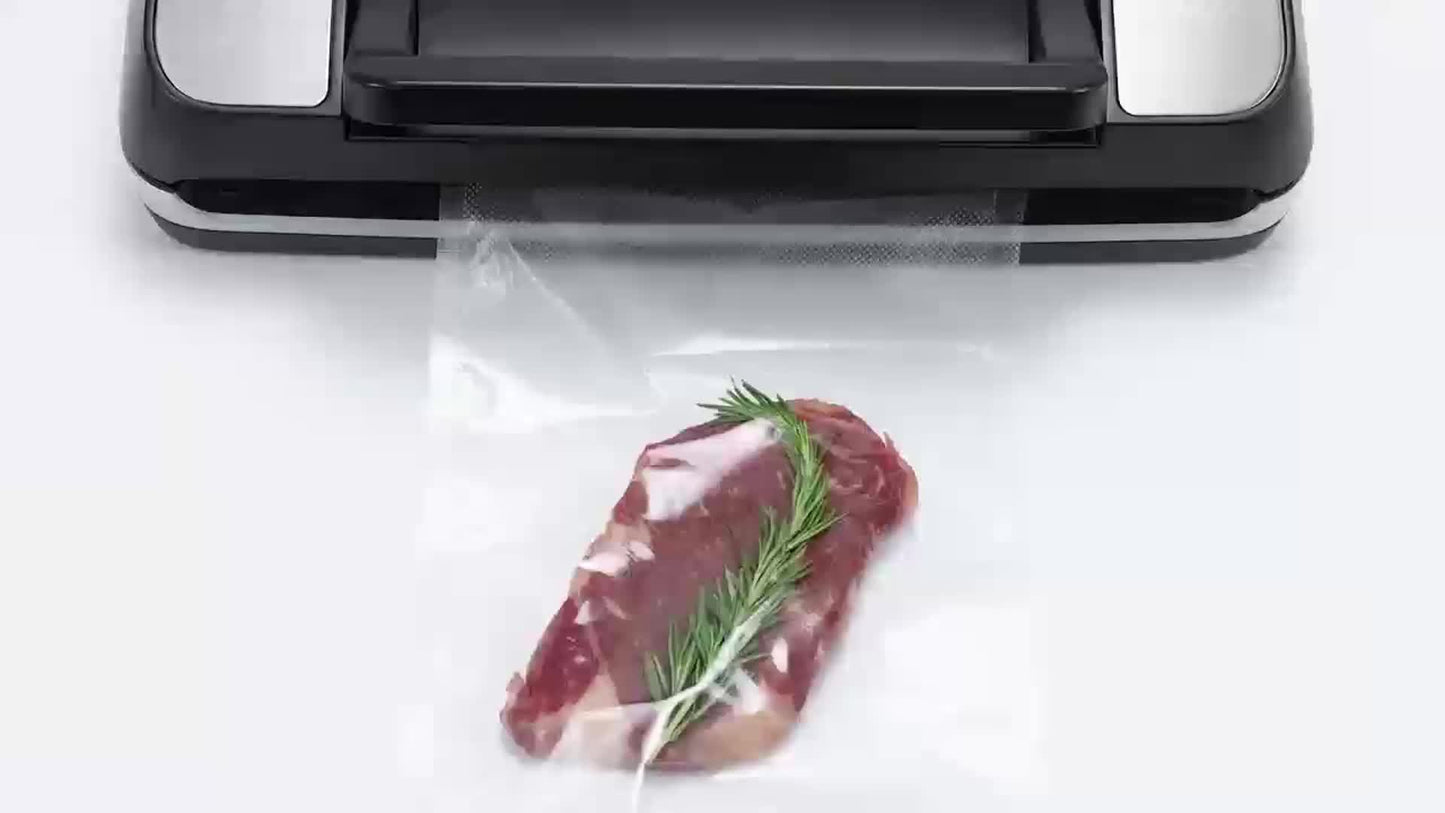 85kPa Food Vacuum Sealer Machine - 12-in-1, Easy Lock, Double Heat Seal, with Built-in Cutter, Bag Storage, 1 Roll & 10 Pre-cut Bags