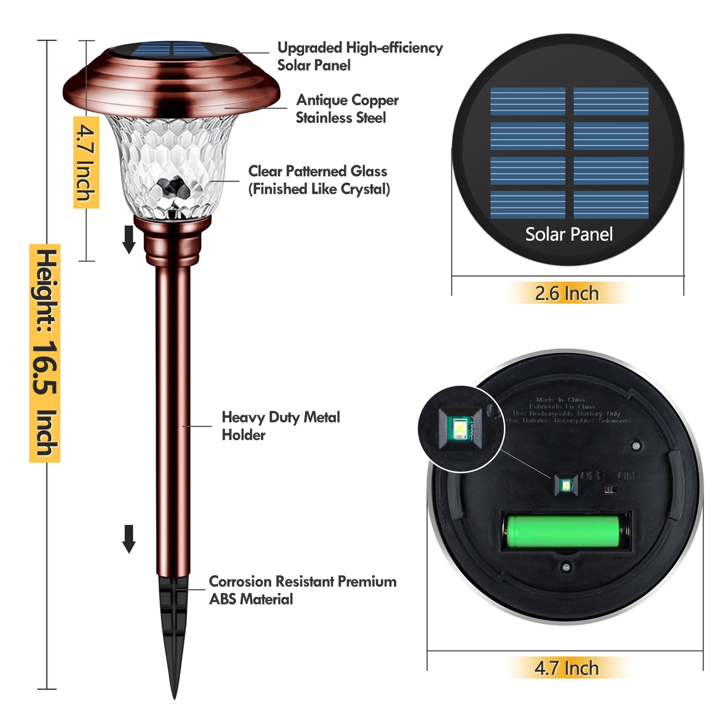 Super Bright Solar Pathway Lights 8 Pack Glass Metal 20 Lumens Auto On Off Solar Garden Lights for Lawn Patio Yard Driveway