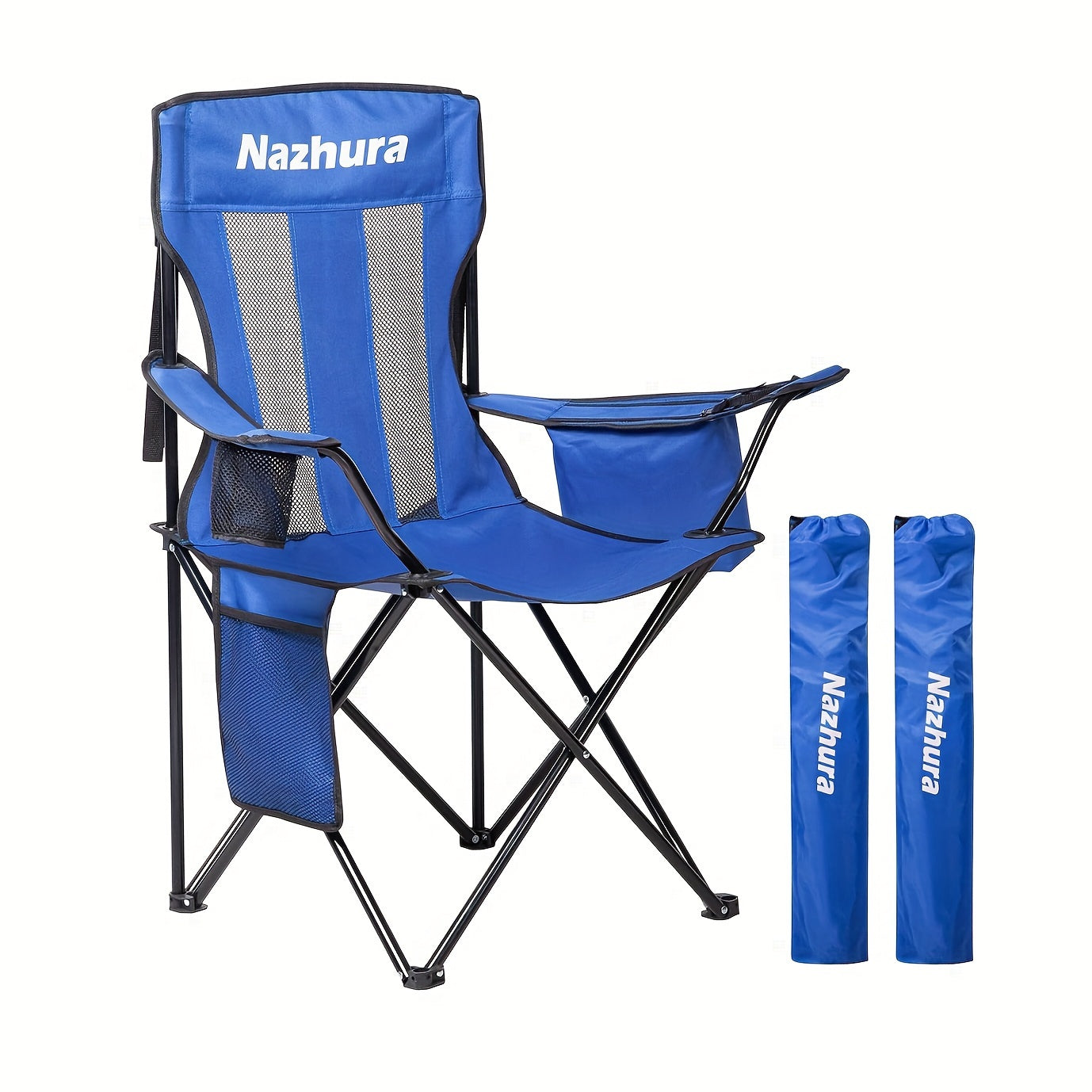 Two Packs of Folding Outdoor Chairs with Mesh Backrest for Fishing Hunting and Camping