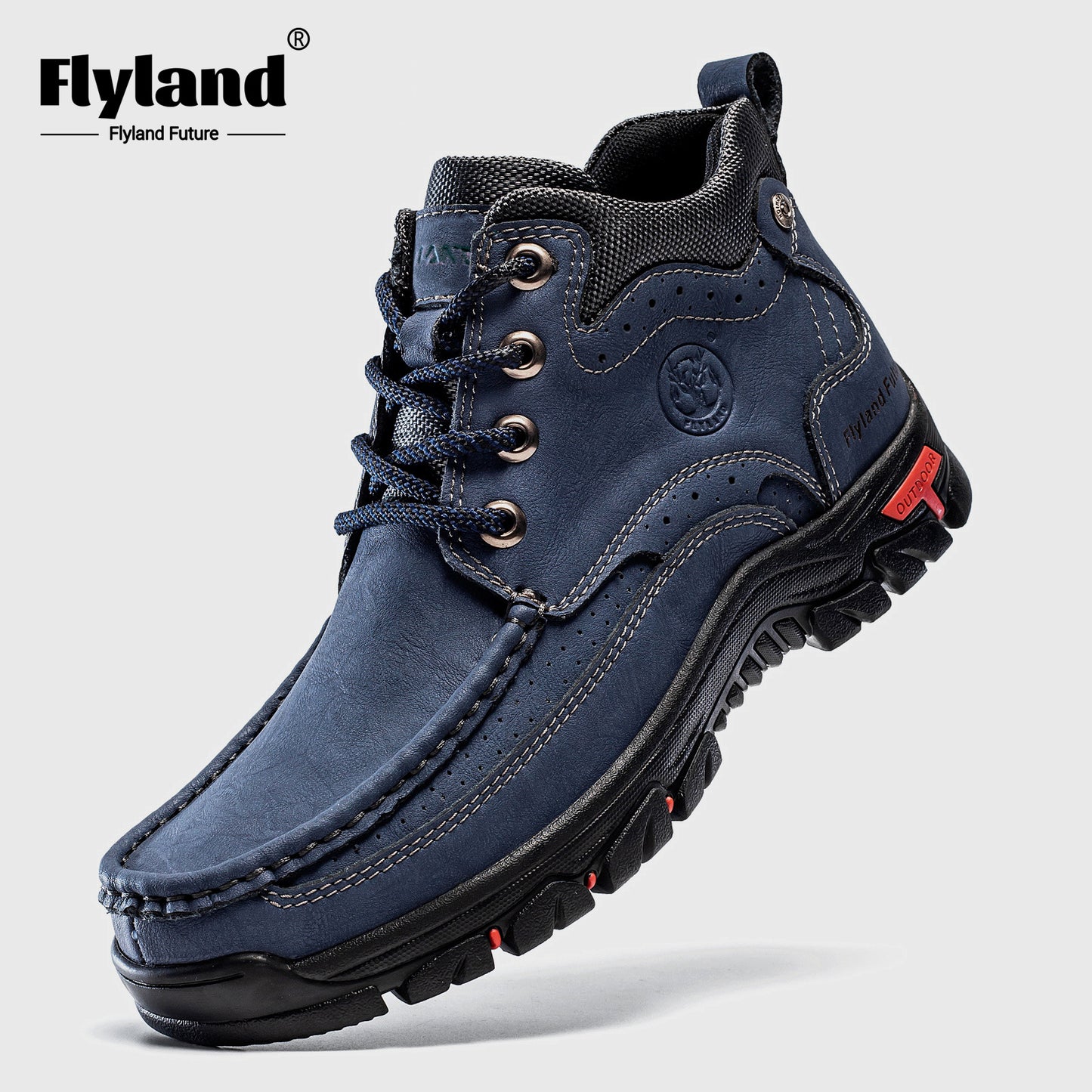 FLYLAND Genuine Leather Ankle Boots for Men & Women - Handcrafted, Breathable & Durable Casual Shoes with Non-Slip Rubber Sole, Lace-Up Closure, Brown Leather Upper & Black Sole - Perfect for Office, Vacation, or Casual Attir