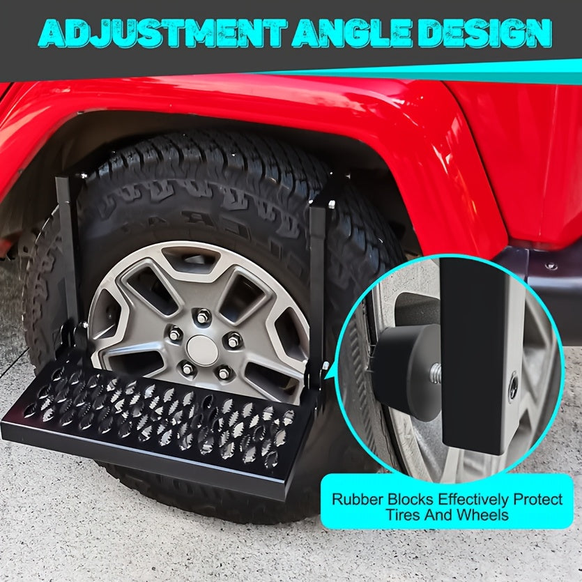 Kairay Folding Tire Step Portable Wheel Step Adjustable Height and Width Non Slip for Truck SUV Pickup Maximum 350 Pounds Suitable for Maximum Tire Width of 14 Inches Truck Accessories for Men Pickup Accessories