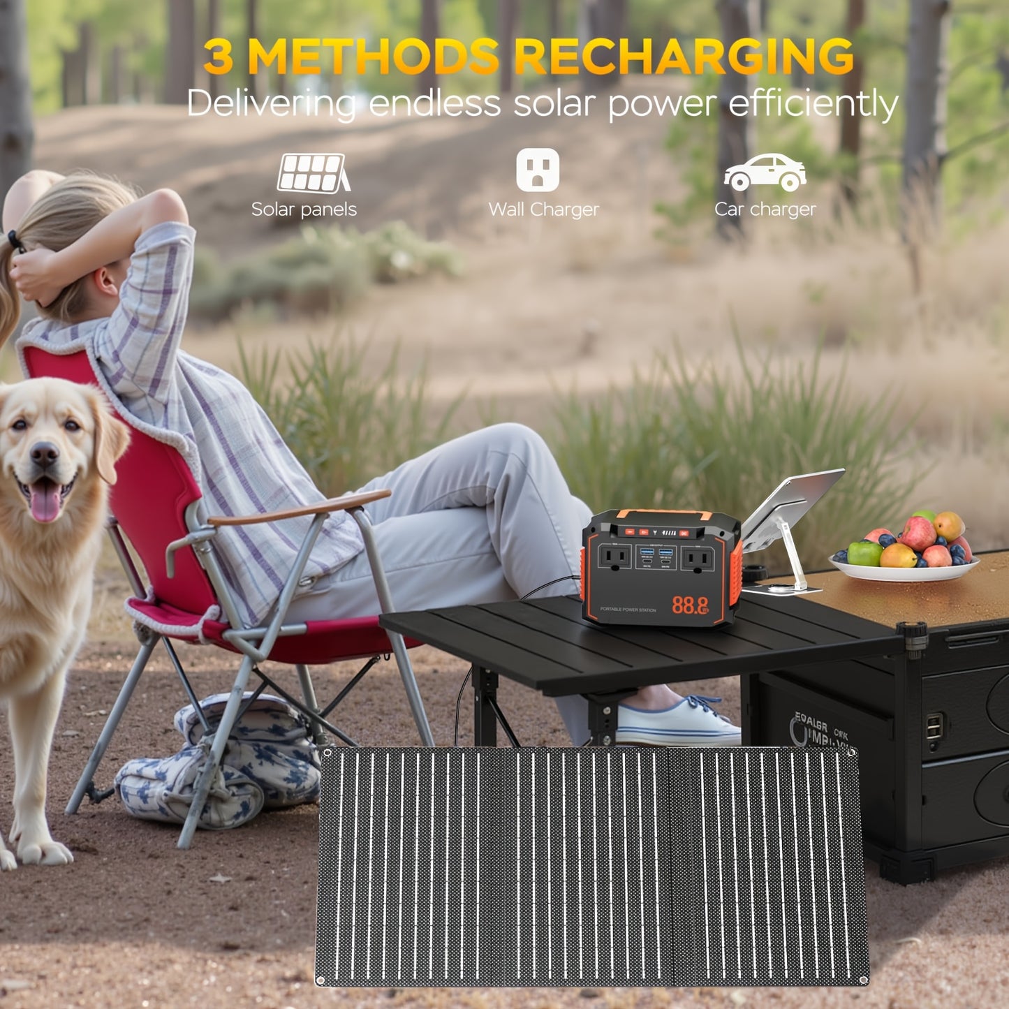 100W 300W Portable Camping Power Station 88.8Wh 111Wh 240Wh With AC USB-C PD USB QC3.0 DC Output LED Emergency Power Light For Outdoor Camping RV Traveling Emergencies