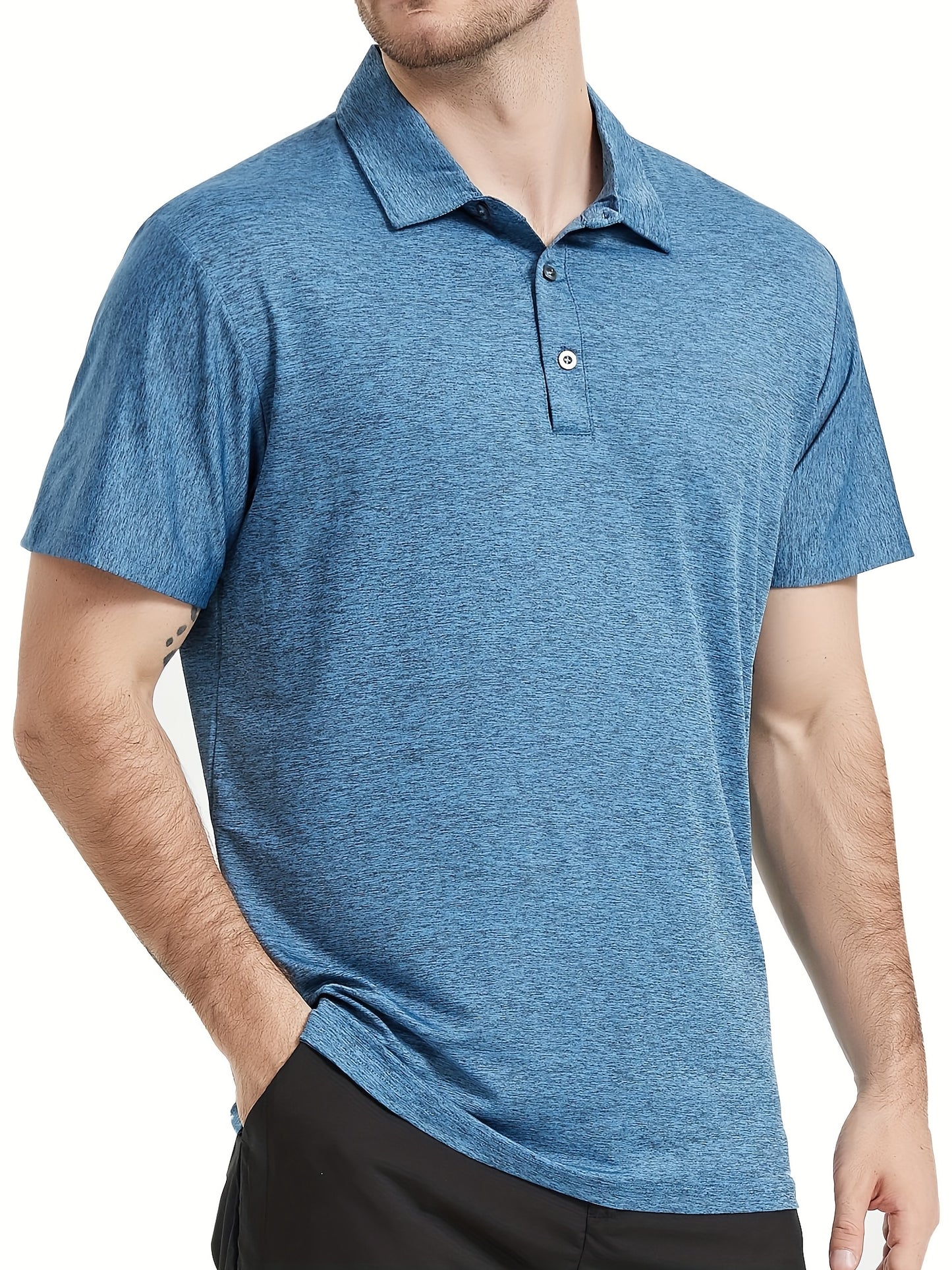 HOPLYNN 6 Pack Men's Performance Polo Shirts Moisture Wicking Short Sleeve Golf Athletic Casual Collared T Shirt
