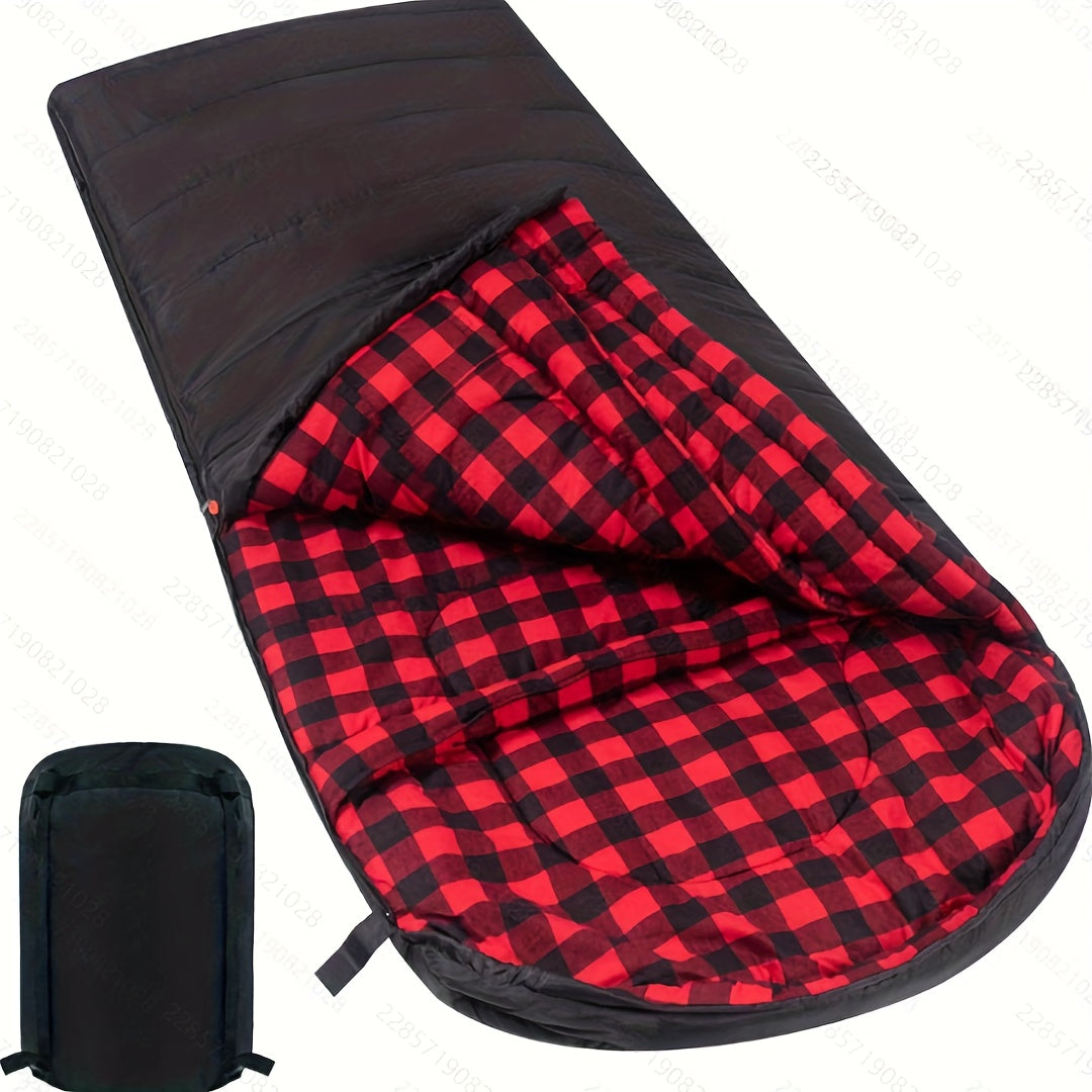 0 Degree Flannel XXL Oversized Sleeping Bag for Adults All Seasons Camping with Compression Sack