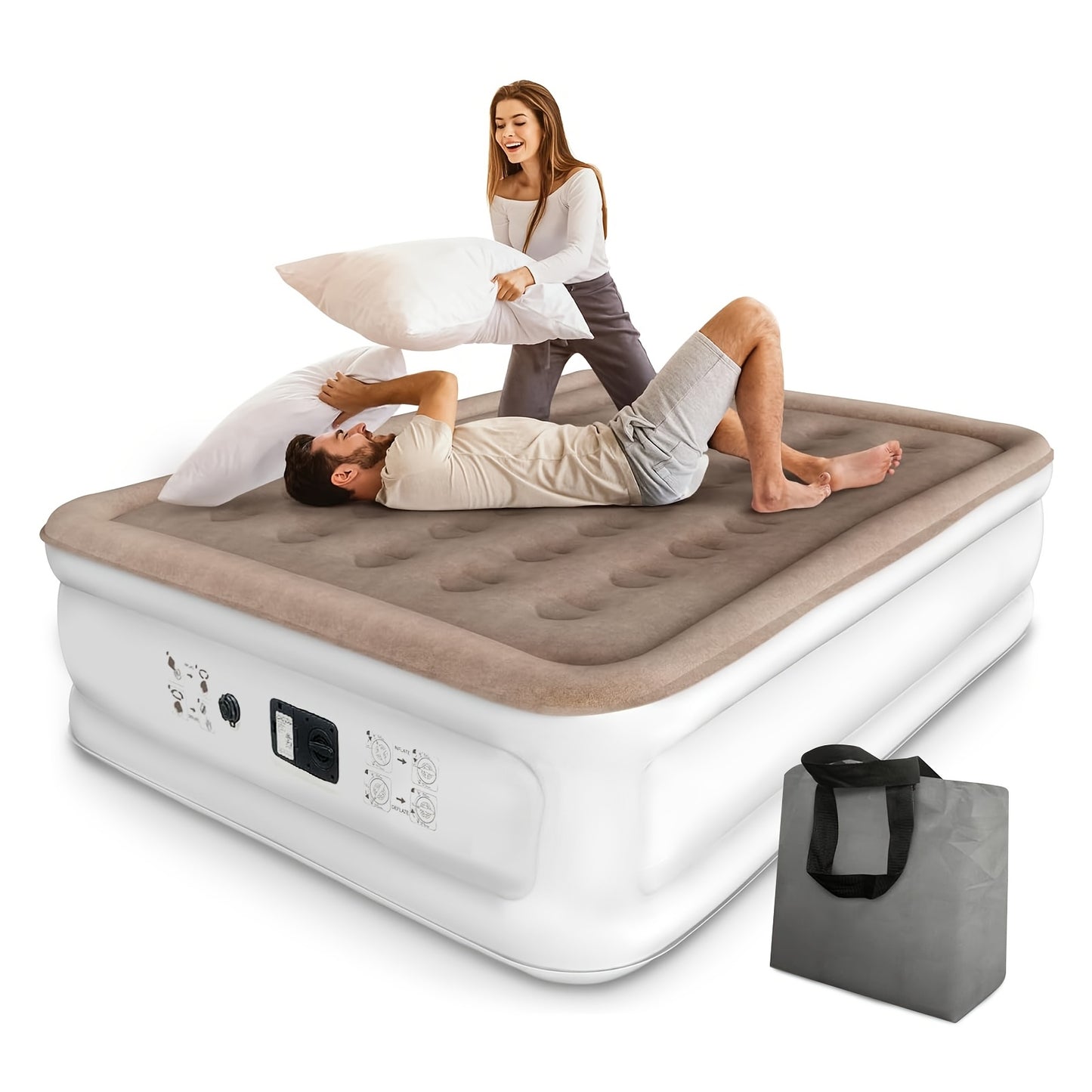 Queen Twin Air Mattress With Electric Built In Pump Luxury Double High Inflatable Mattress For Camping Home And Guests 18 Inch Blow Up Airbed Fast Inflation And Deflation 750 Pound Maximum Capacity