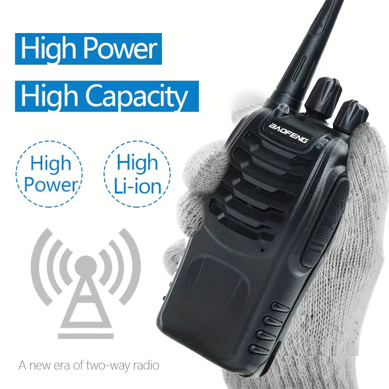 4 Pack Walkie Talkies Baofeng BF-888S Wireless Two Way Radios 16 Channels 400-480MHZ Rechargeable Handheld Long Range Power Flashlight for Adults with Earpieces Outdoor Equipment for Skiing Camping and Hunting