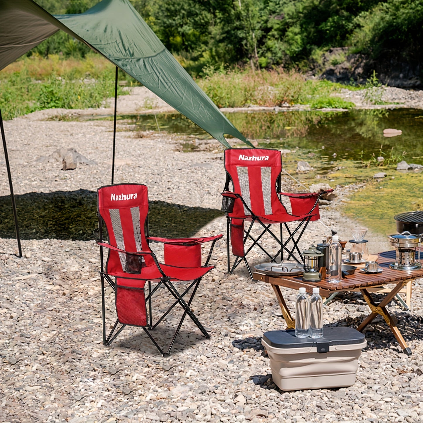2/4pcs Folding Chair, Camping Chair with a Weight Capacity of 450Lbs, Breathable Mesh Design, Foldable for Easy Carrying. Get Once to Meet The Needs of The Whole Family. Suitable for Camping Trips And Courtyard Use.