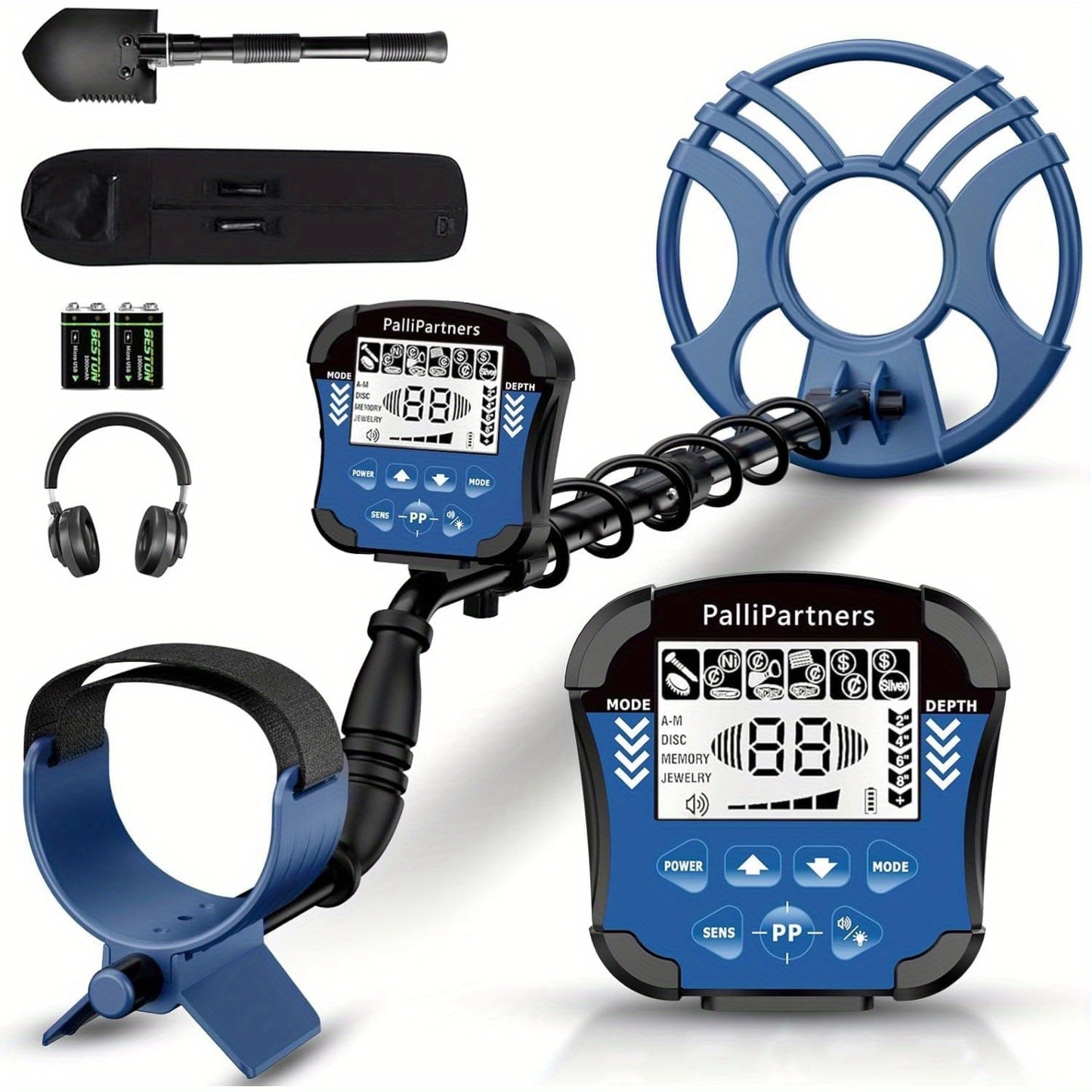 Adult Metal Detector Professional High-Precision Golden Detector Backlit Lcd Display Screen 5 Modes Advanced Dsp Chip 12 Inch Coil Including Battery 970 Blue Free Shipping