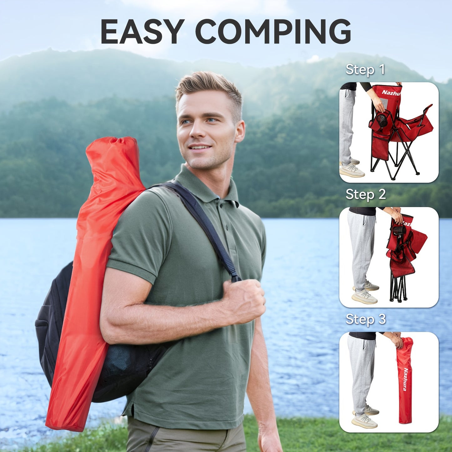 2/4pcs Folding Chair, Camping Chair with a Weight Capacity of 450Lbs, Breathable Mesh Design, Foldable for Easy Carrying. Get Once to Meet The Needs of The Whole Family. Suitable for Camping Trips And Courtyard Use.