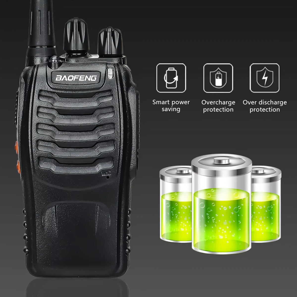 4 Pack Walkie Talkies Baofeng BF-888S Wireless Two Way Radios 16 Channels 400-480MHZ Rechargeable Handheld Long Range Power Flashlight for Adults with Earpieces Outdoor Equipment for Skiing Camping and Hunting