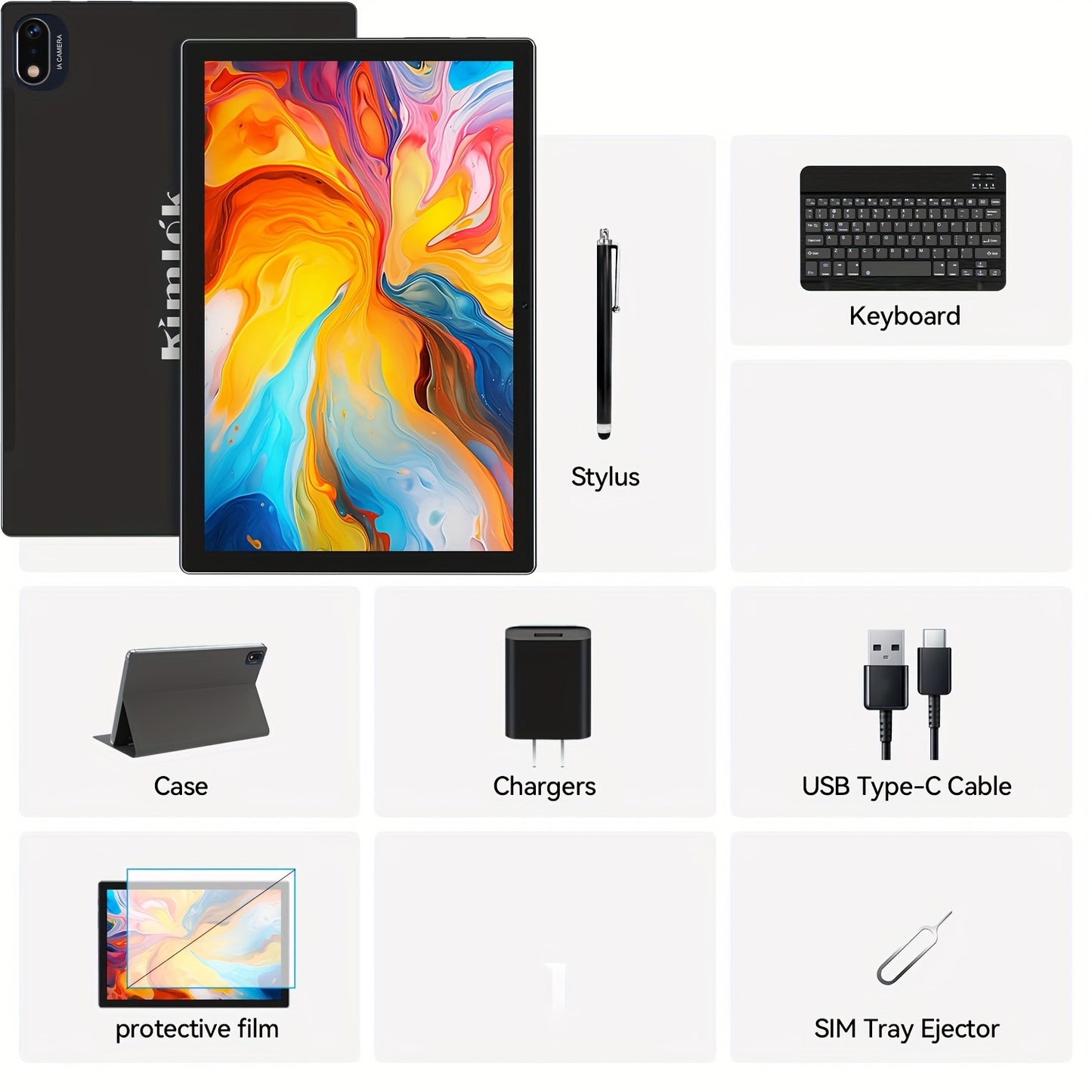 Android 13 Tablet 2024 Newest 10 Inch Octa-Core Tablet, 128GB ROM+16GB RAM (8+8 Virtual)+1TB Expand, 5G WiFi Tablet with 13MP+8MP Camera, 6000mAh Battery, 2in 1 Tablet with Keyboard, Case, Stylus Without Electricity, New Year