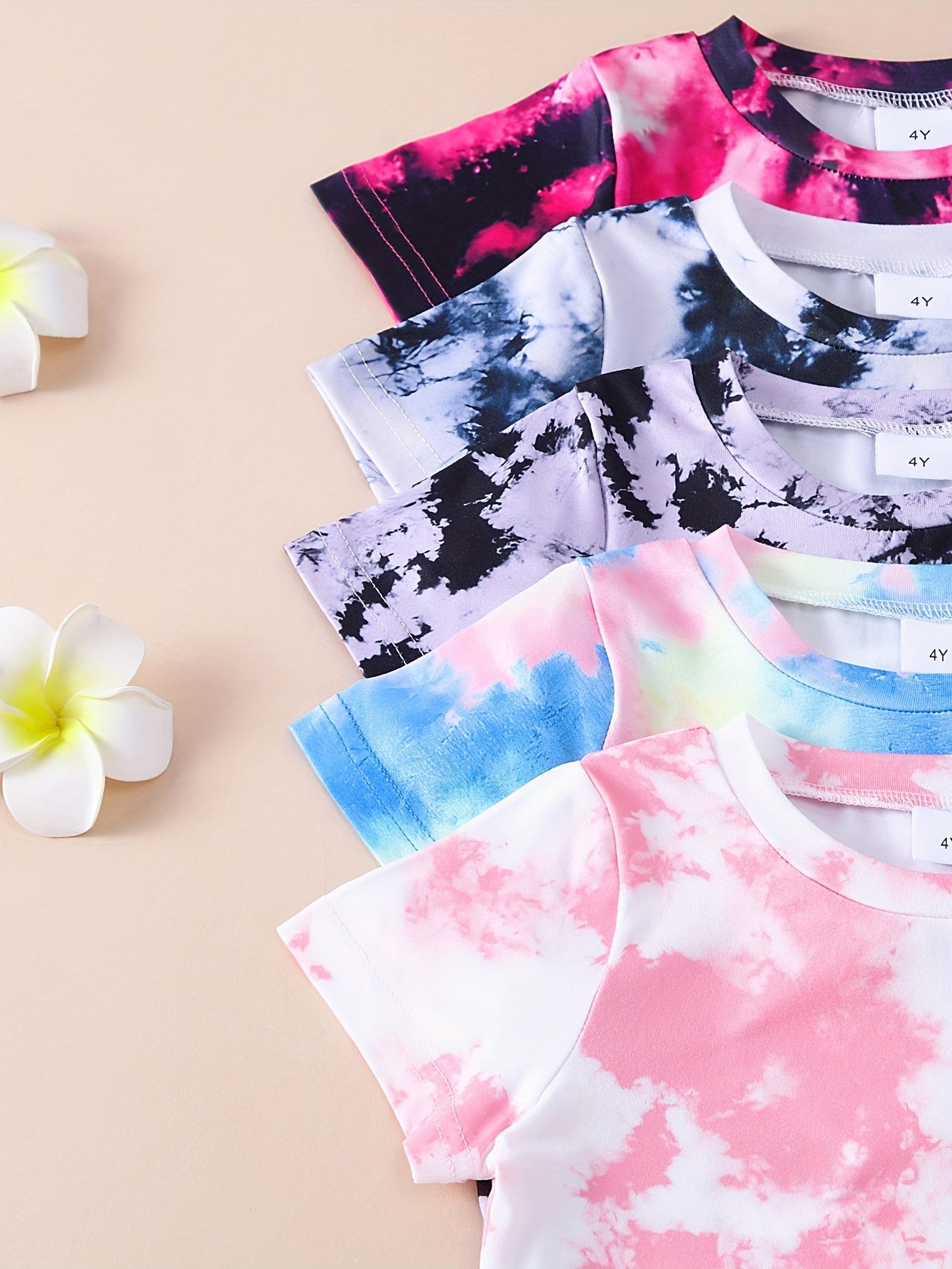 10pcs Women'S Casual Tie-Dye Print Knit Shorts and T-Shirt Set - Soft & Comfortable Polyester Blend, Short Sleeve Tops with Round Neck, Shorts with Elastic Waistband, Perfect for Outdoor Activities, Outdoor Clothing | Vibrant