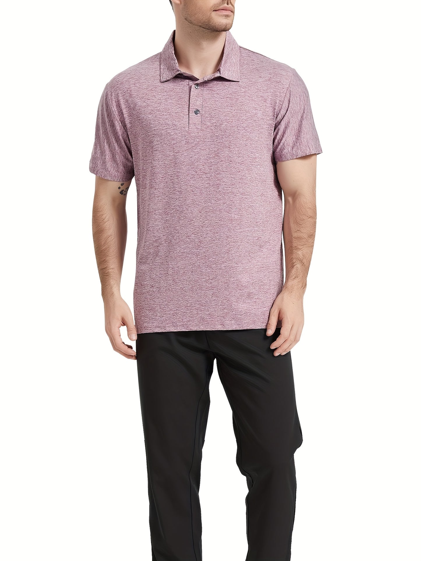 HOPLYNN 6 Pack Men's Performance Polo Shirts Moisture Wicking Short Sleeve Golf Athletic Casual Collared T Shirt