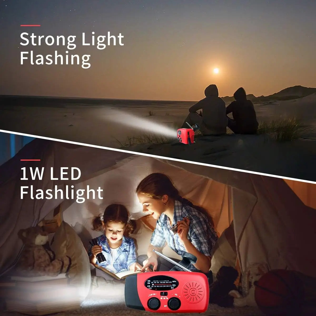 2000mAh Emergency Crank Weather Radio with LED Flashlight Portable AM FM NOAA Solar Radio with Phone Charger SOS Alert