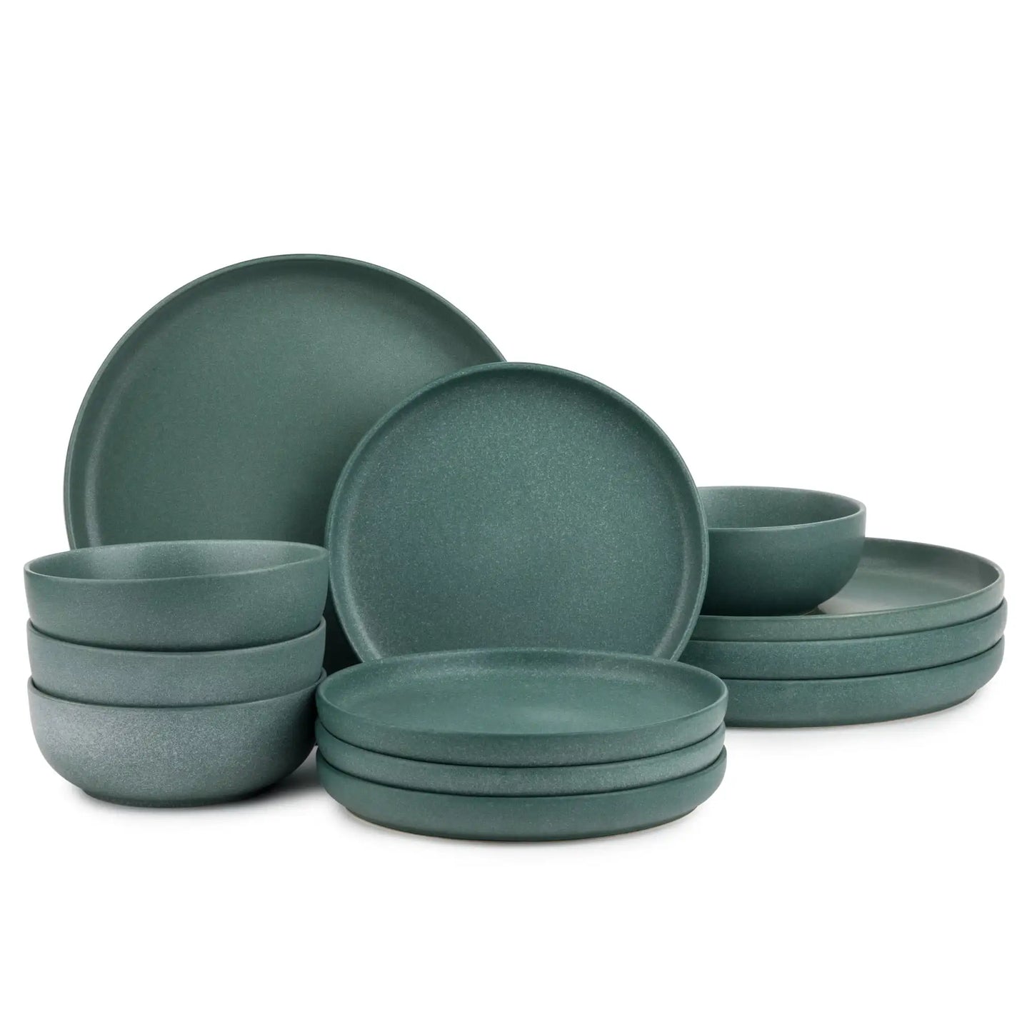12 Piece Stoneware Dinnerware Set Caspian Green Collection
