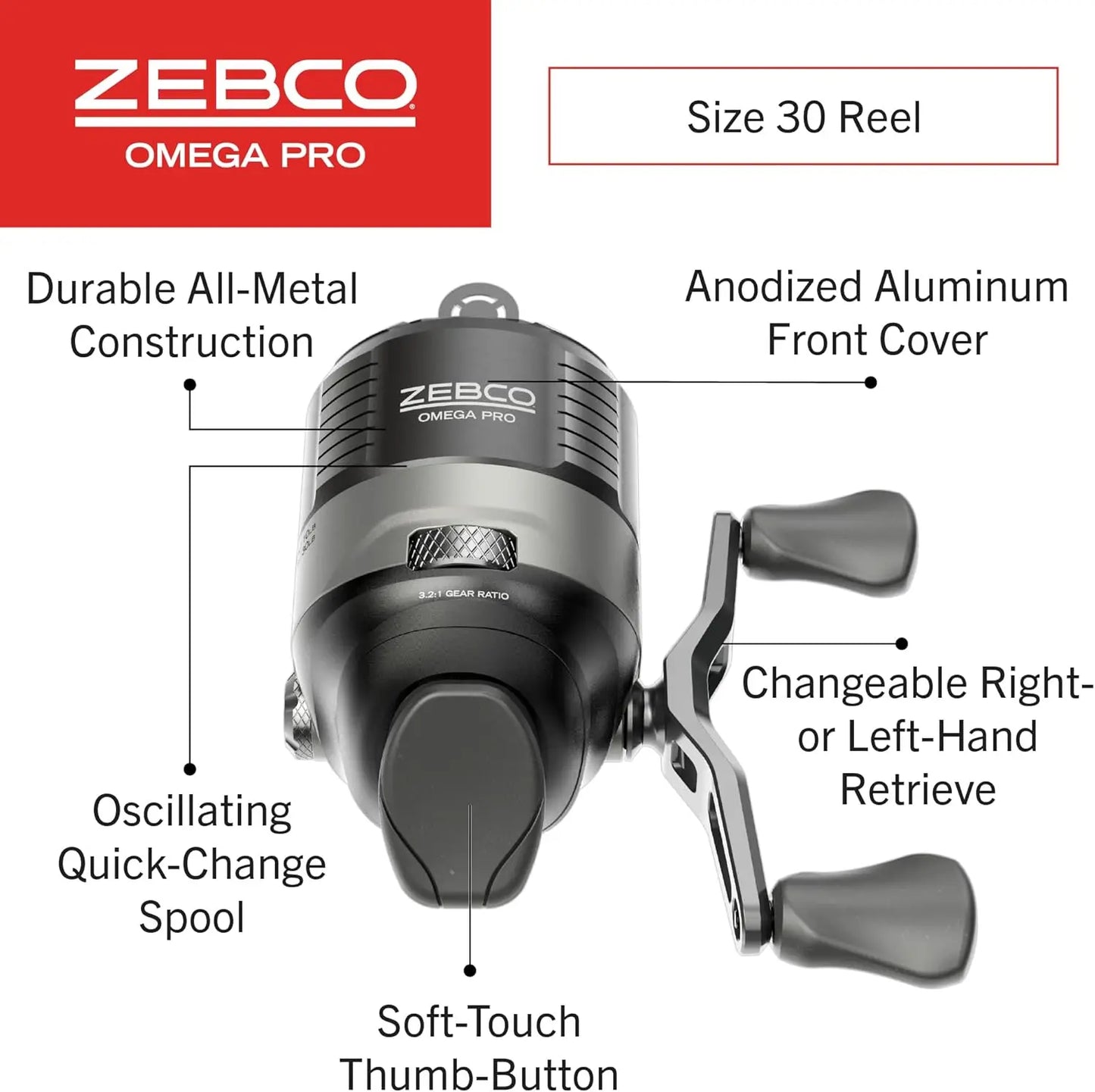 Dual Ceramic Pick Up Pins Solid Brass Pinion Gear GlideLine II Line Retrieval System Pre Spooled Black