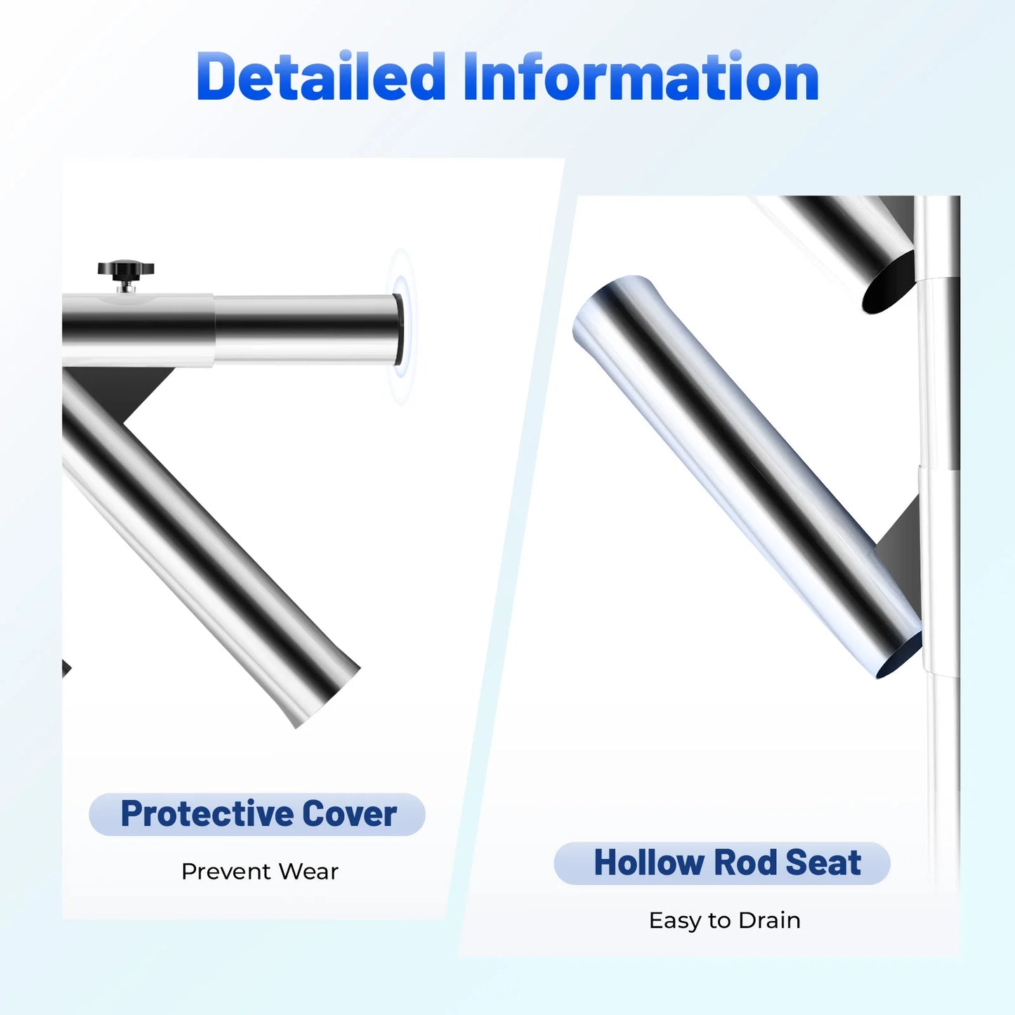 76cm Stainless Steel Triple Clamping Rod Large Capacity 360 Degree Rotation Fishing Boat Yacht Rod Holder