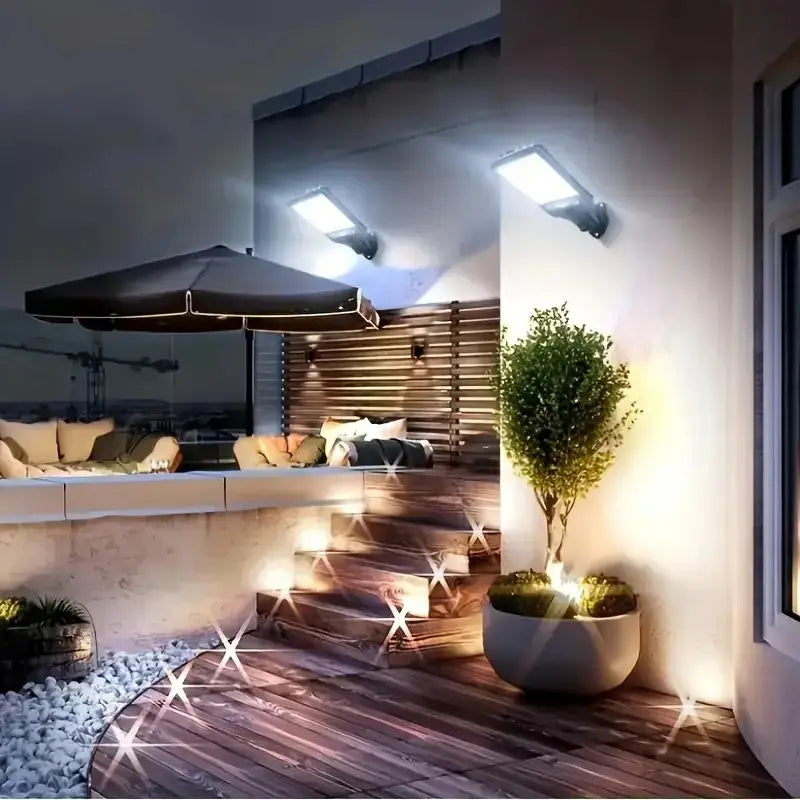 Solar Street Lights 1/2/4 Pack 108 COB LED Outdoor Wall Lights with Remote Control Motion Sensor Adjustable 3 Modes