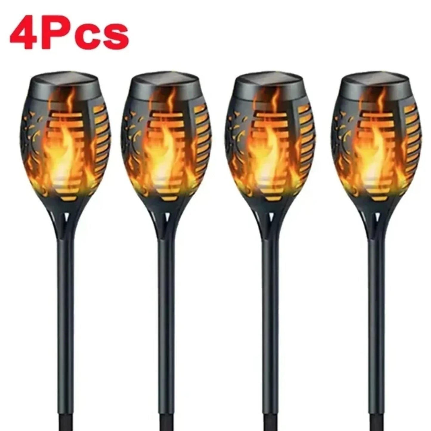 Outdoor Waterproof Solar Torch Lights Set of 2 Tiki Theme LED Flickering Flame Lights for Garden Decoration Durable and Long Lasting