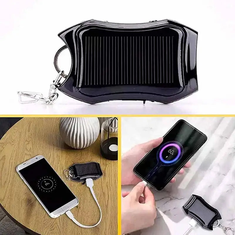 Solar Battery Charger With 3 LED Flashlight And Keychain Portable 1500mAh Mobile Power Rechargeable Power Bank For Cellphone