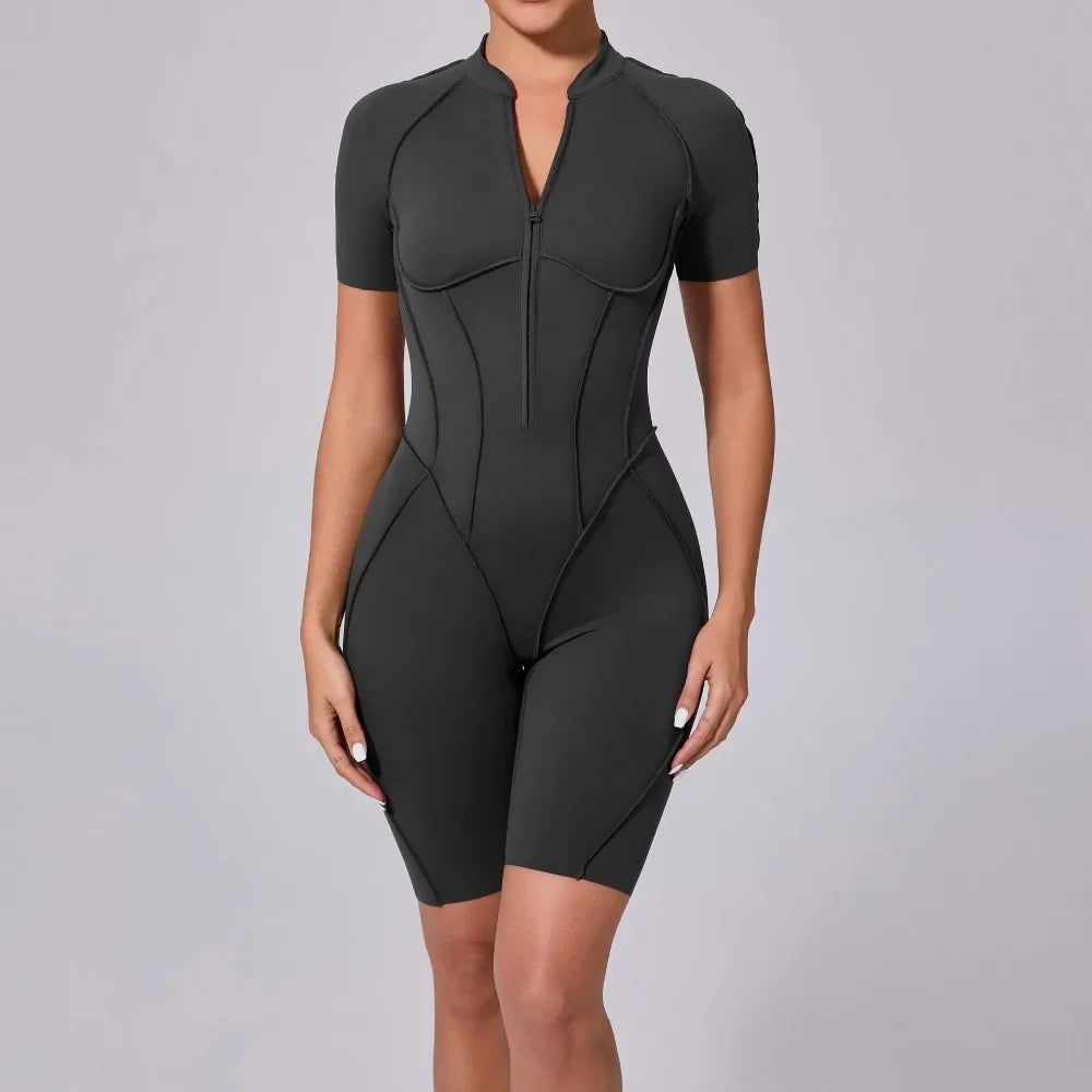 For Women Sports Jumpsuits Sets Fitness Bodysuit Shorts Gym