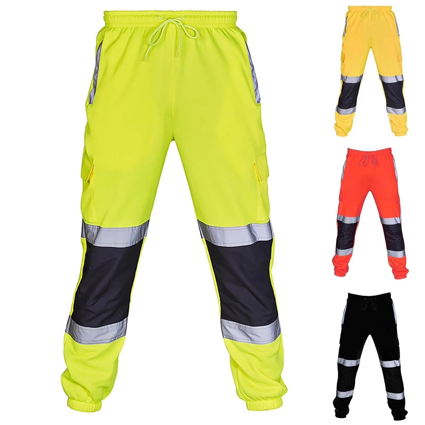 Reflective Stripes Strips Pants Men Work Trousers Hi Vis